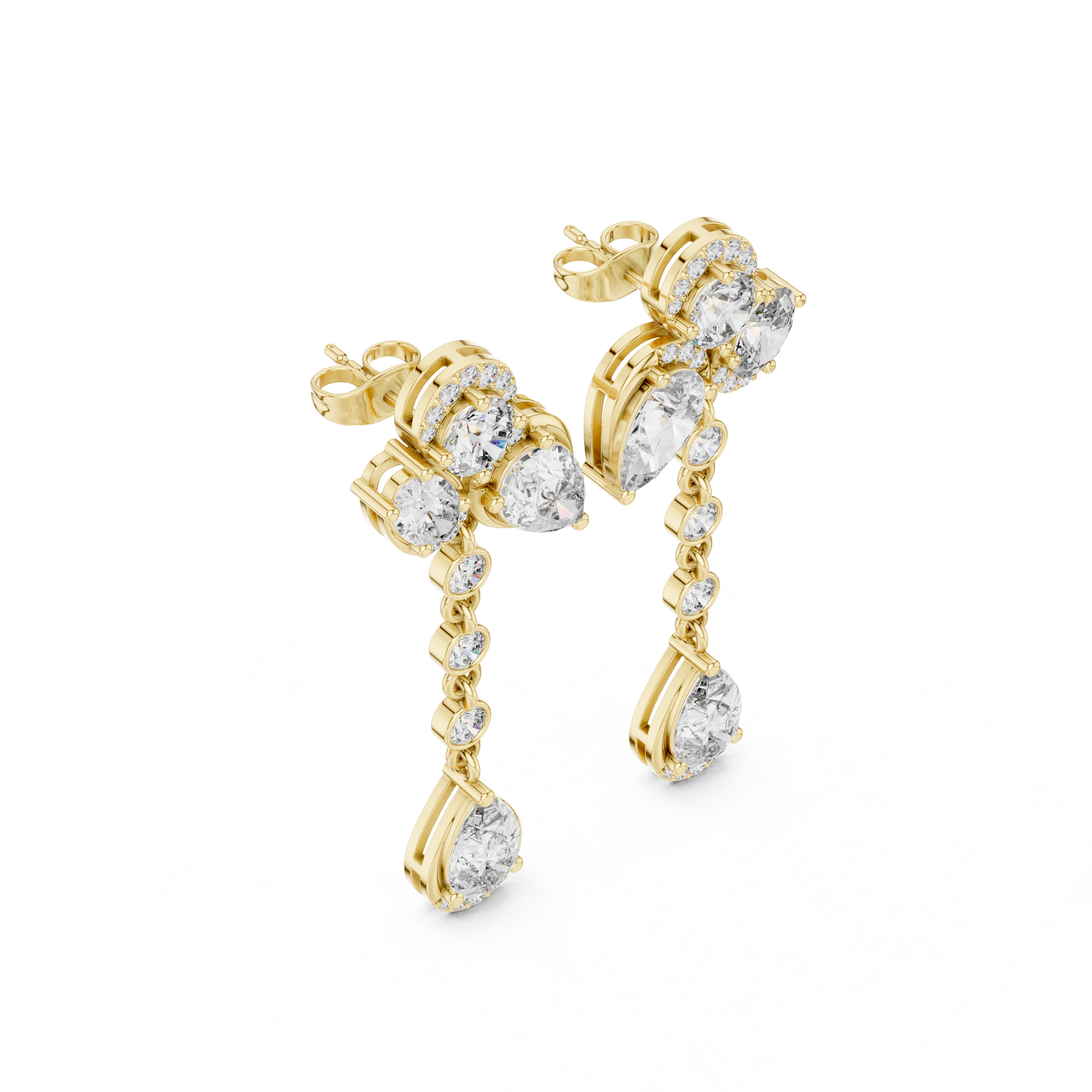 Luxury Multi-Stone Diamond Drop Earrings with Pear Cut Dangle