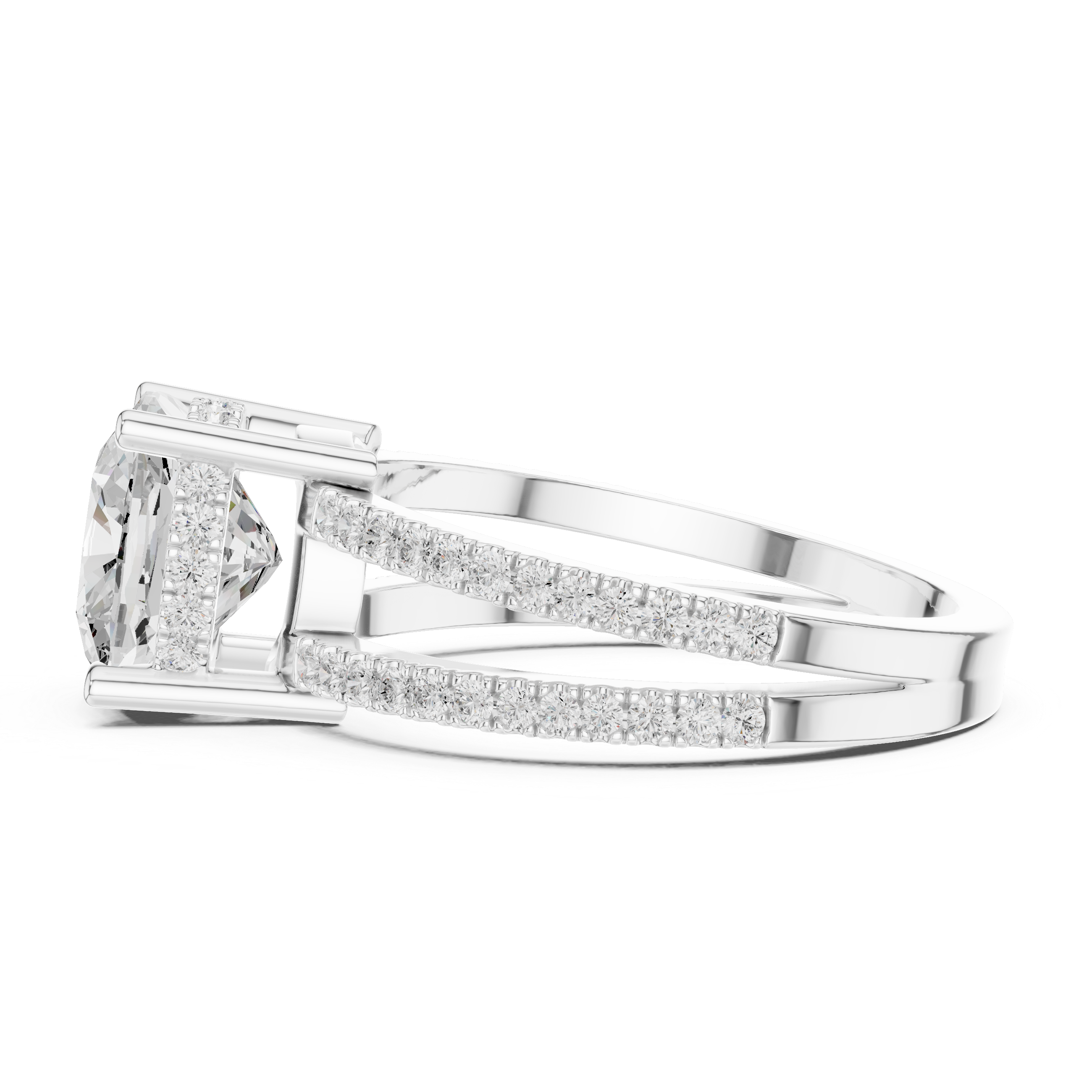 Cushion Cut Double Band Pavé Engagement Ring