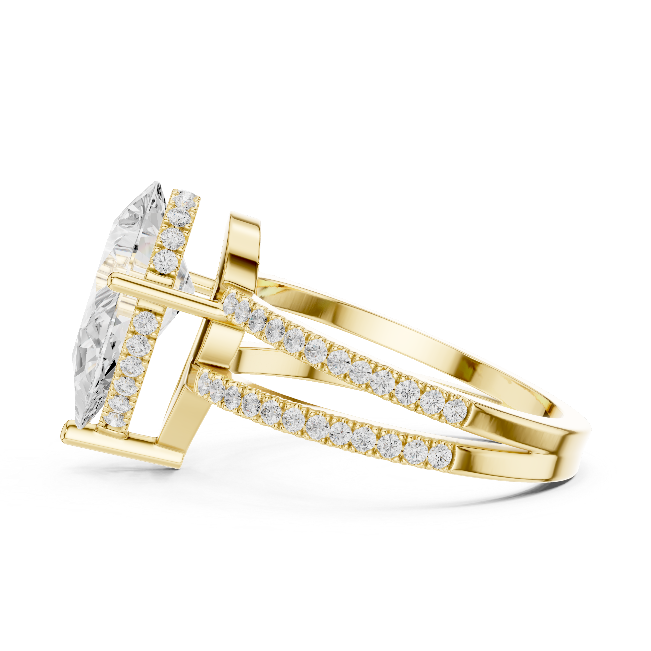 Pear Cut Double Band Pavé Engagement Ring