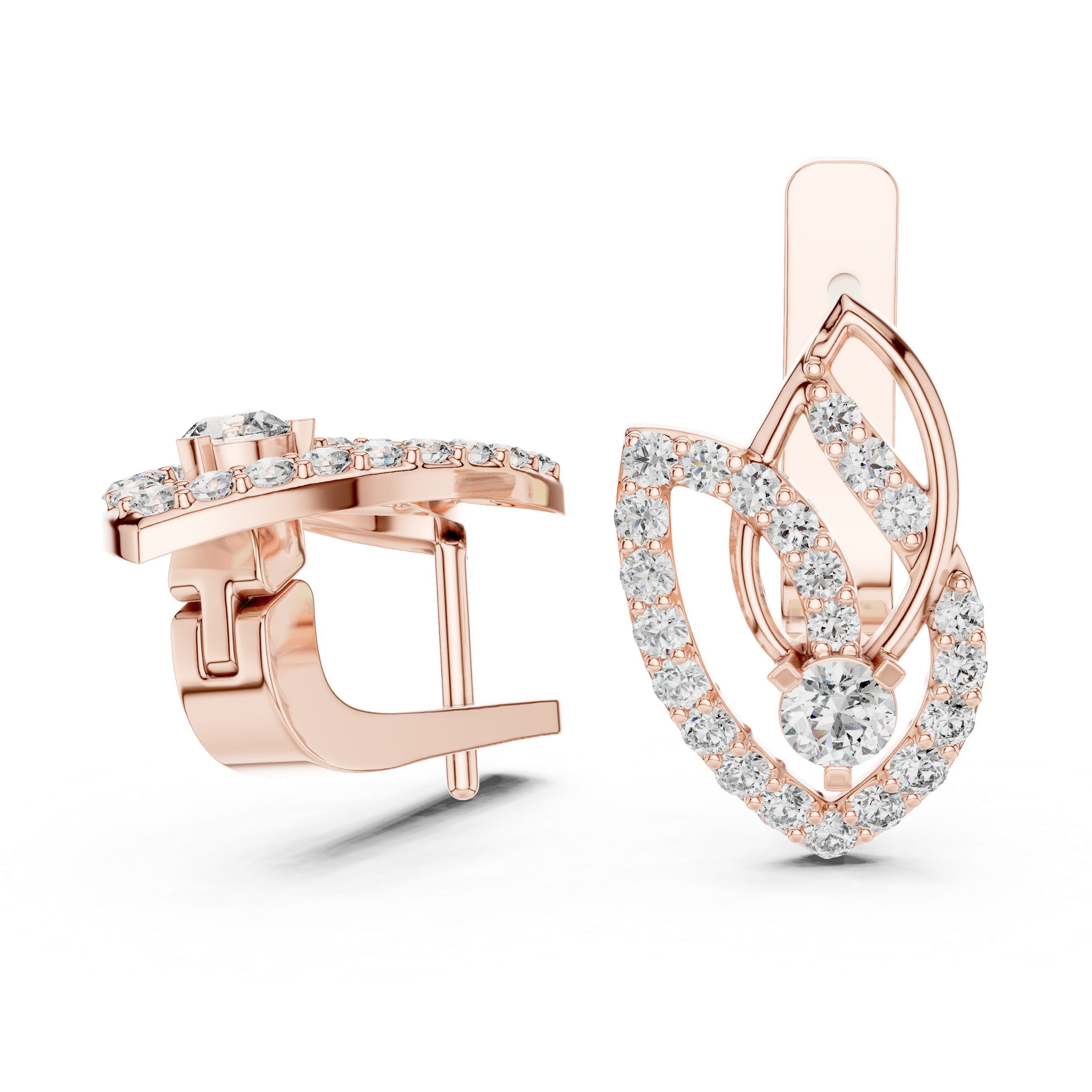Modern Double Layer Heart-Inspired Diamond Earrings