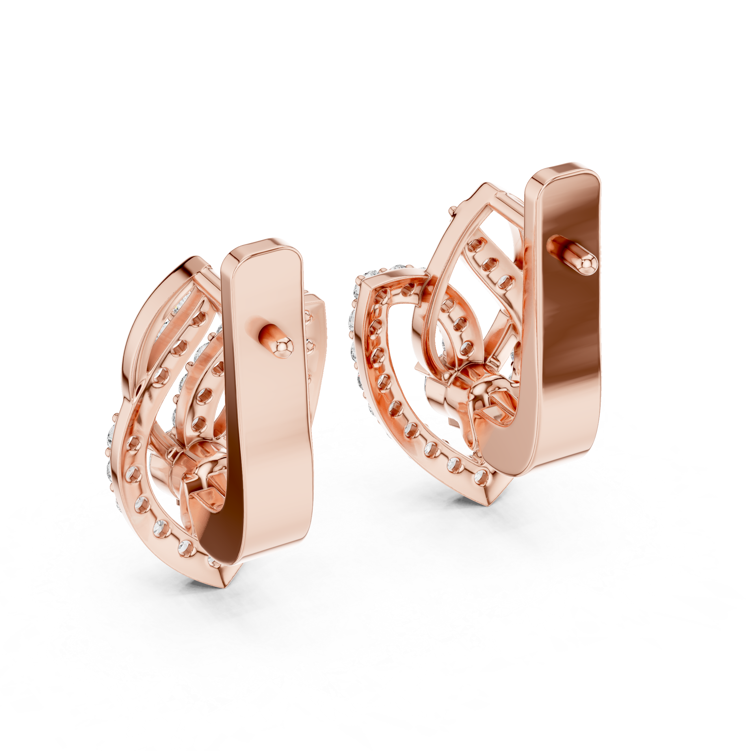 Modern Double Layer Heart-Inspired Diamond Earrings