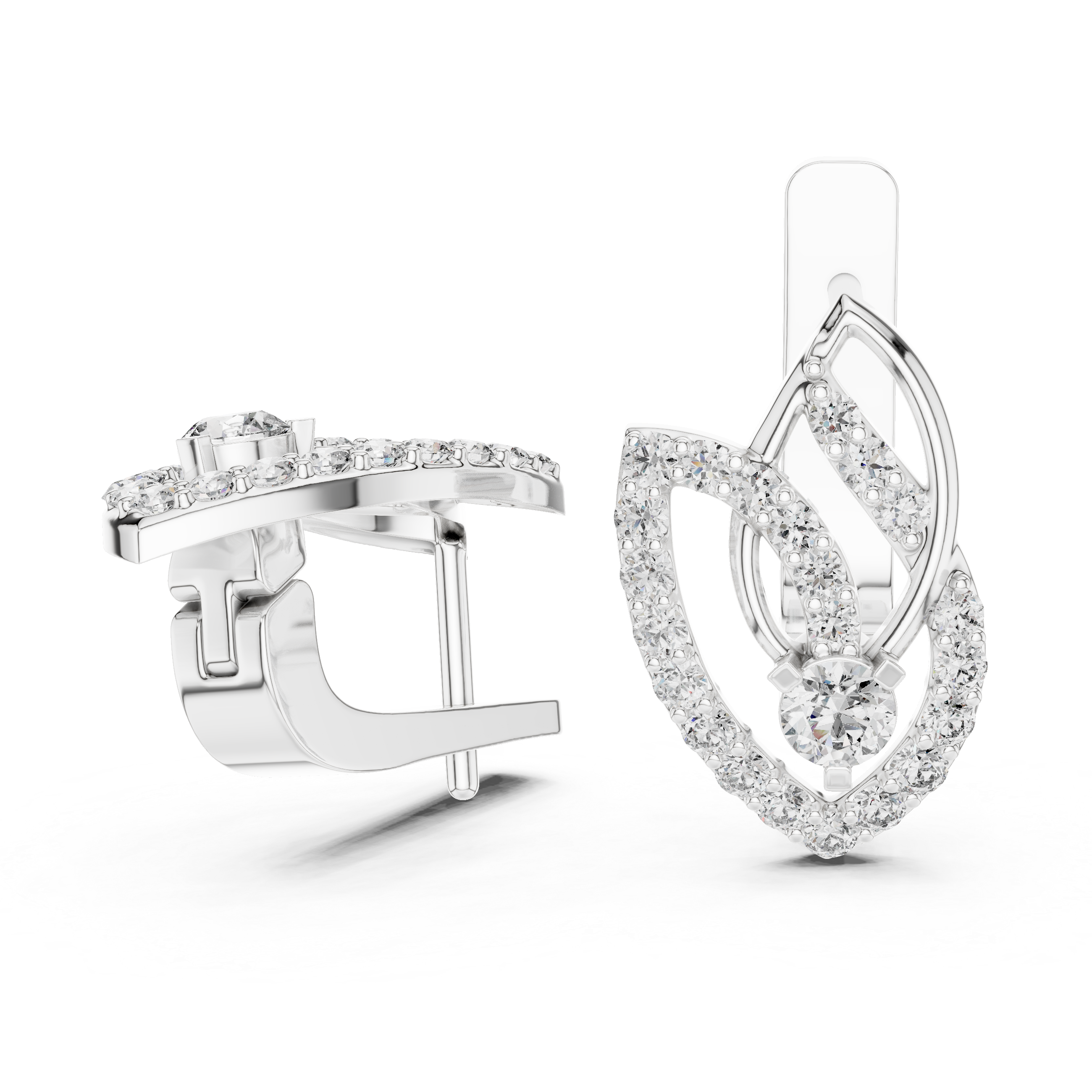 Modern Double Layer Heart-Inspired Diamond Earrings