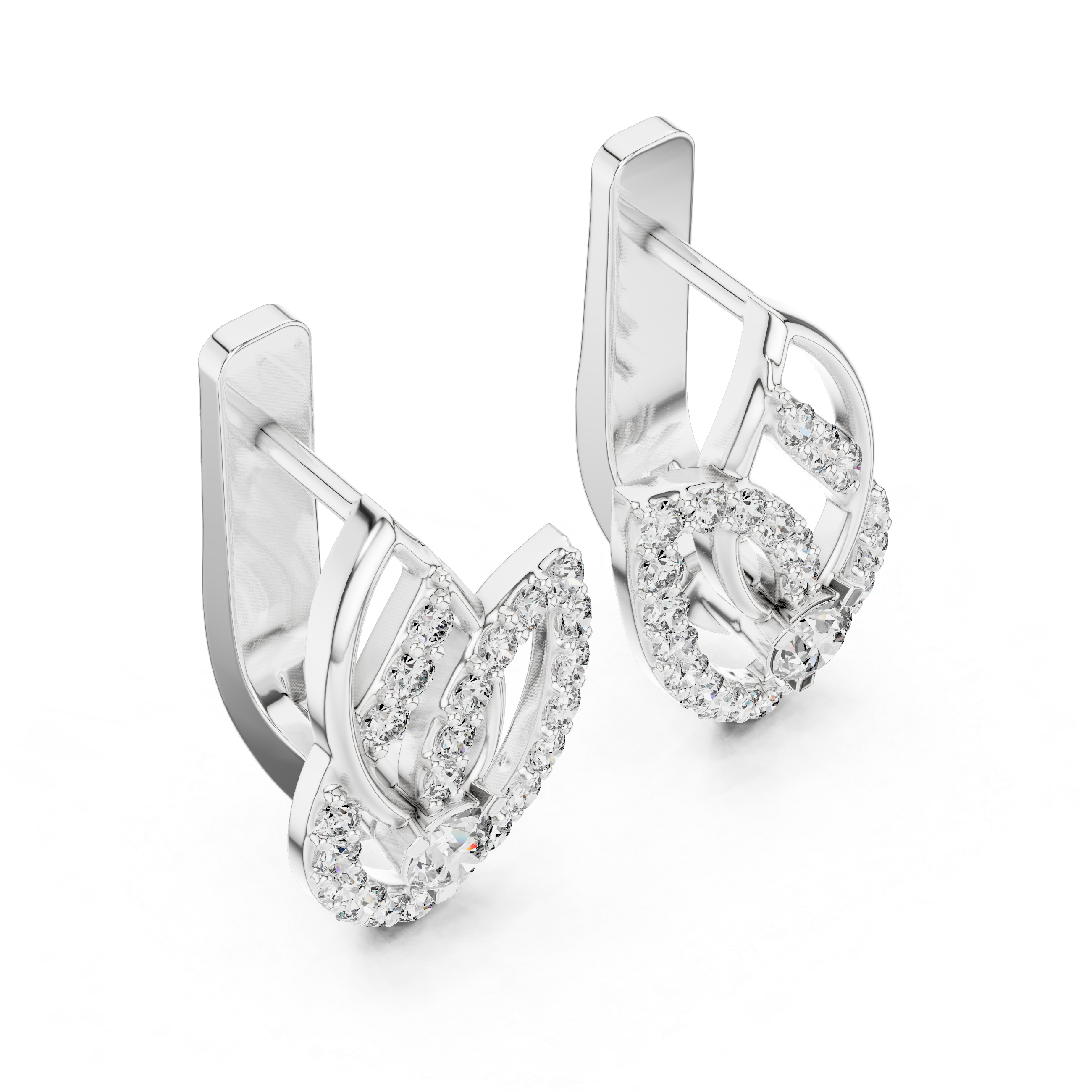 Modern Double Layer Heart-Inspired Diamond Earrings
