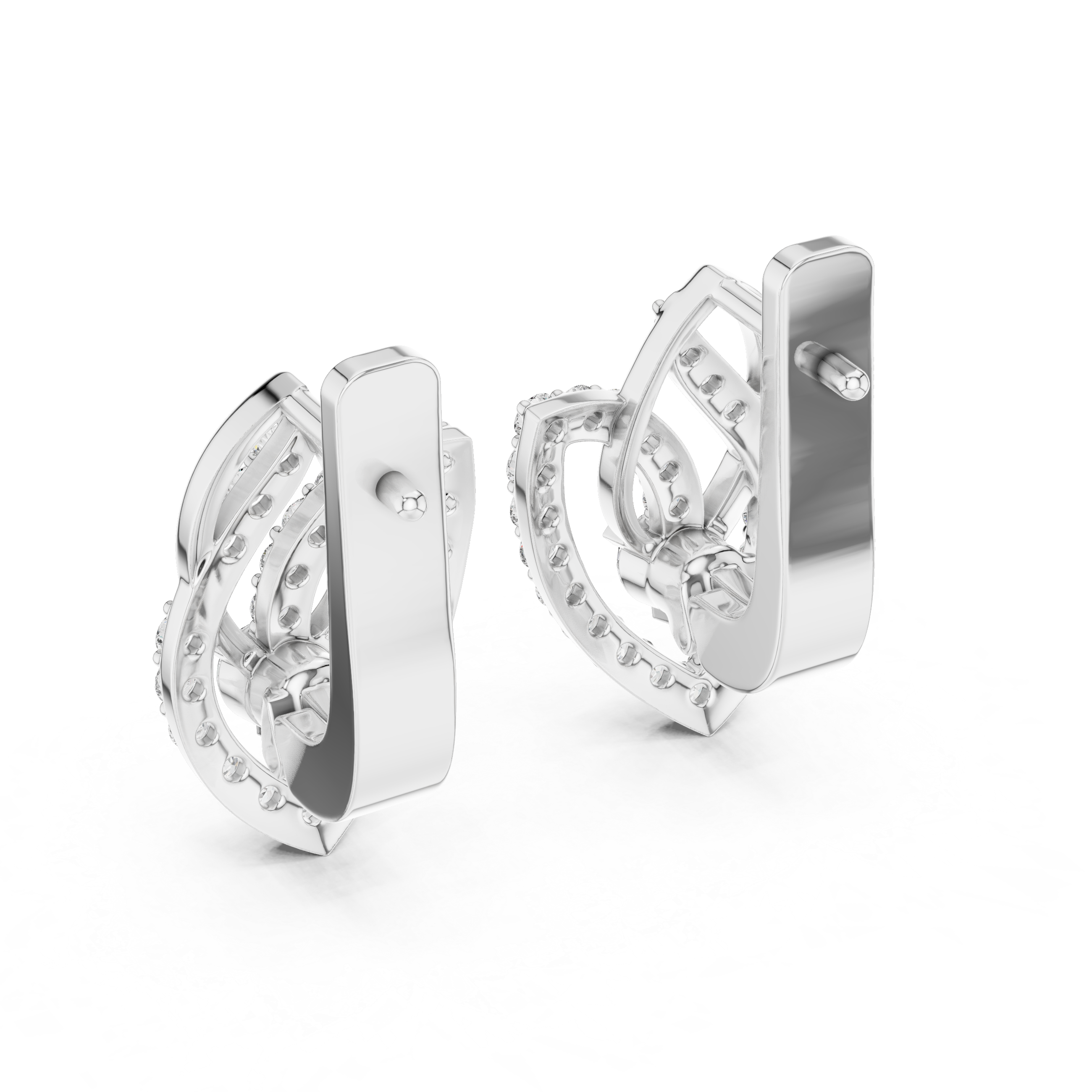 Modern Double Layer Heart-Inspired Diamond Earrings