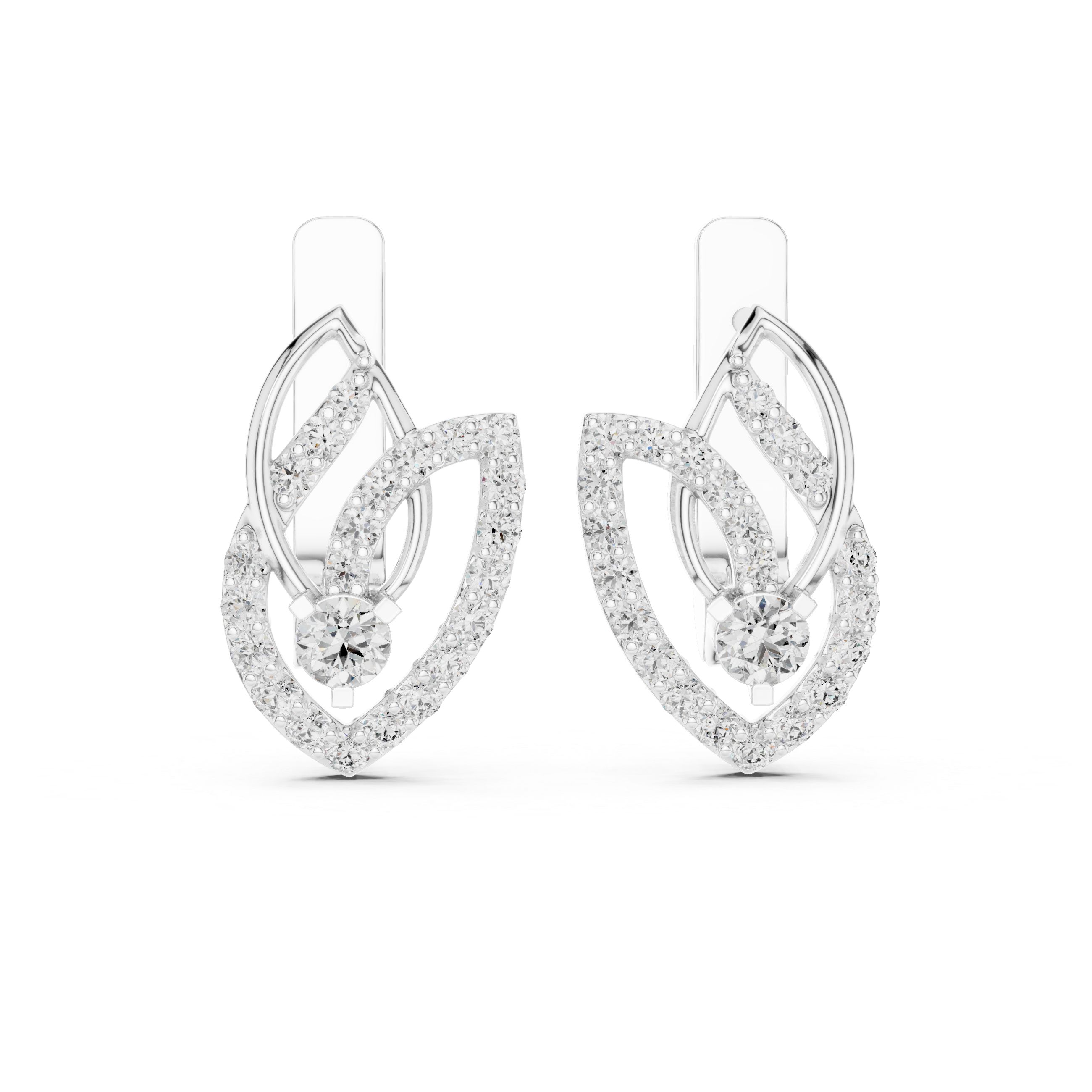 Modern Double Layer Heart-Inspired Diamond Earrings