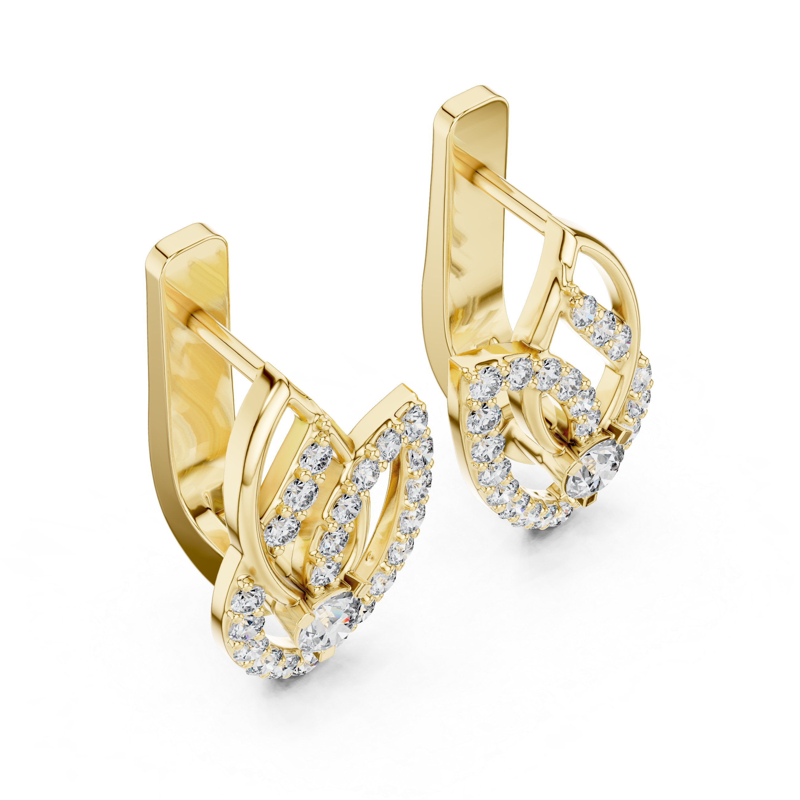 Modern Double Layer Heart-Inspired Diamond Earrings