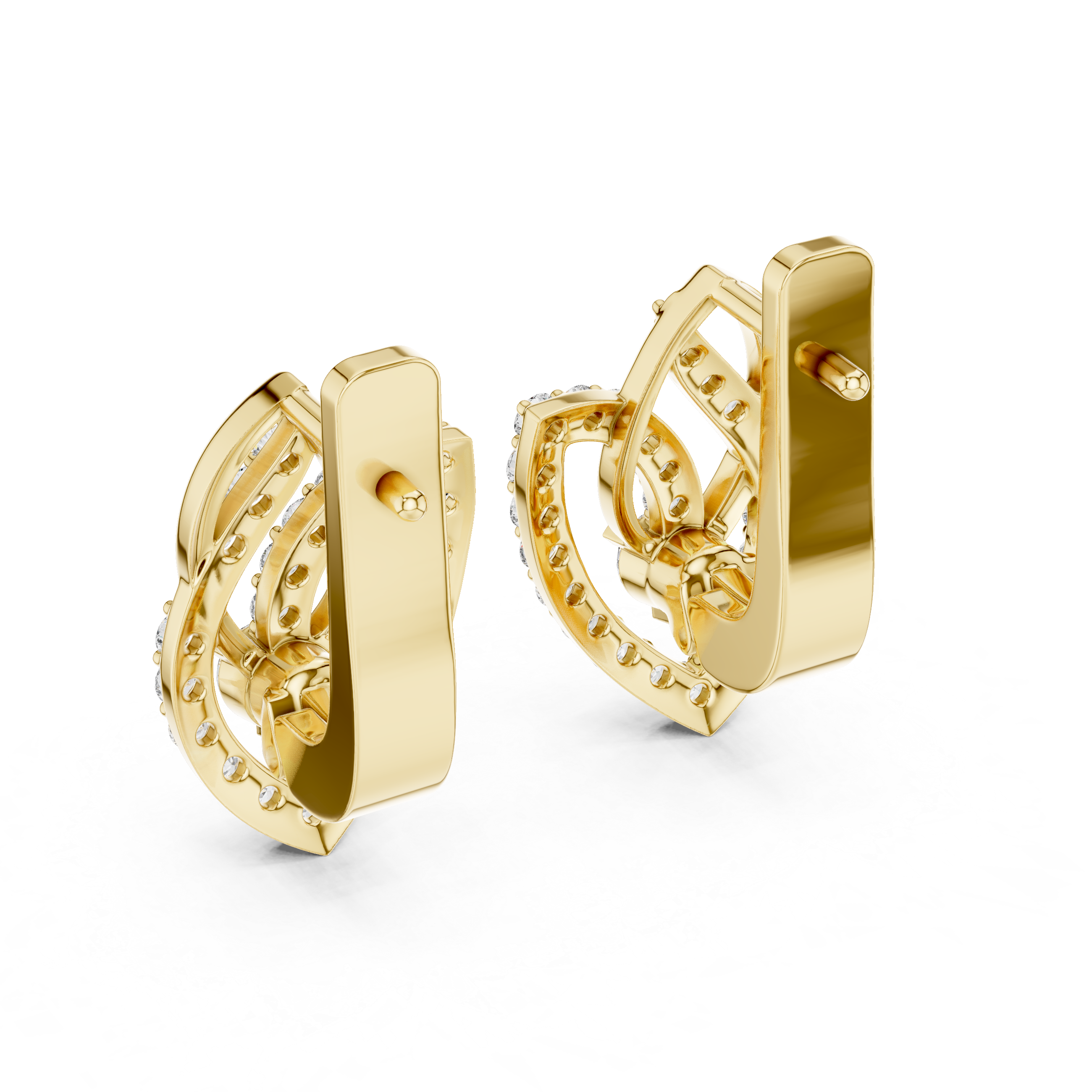 Modern Double Layer Heart-Inspired Diamond Earrings