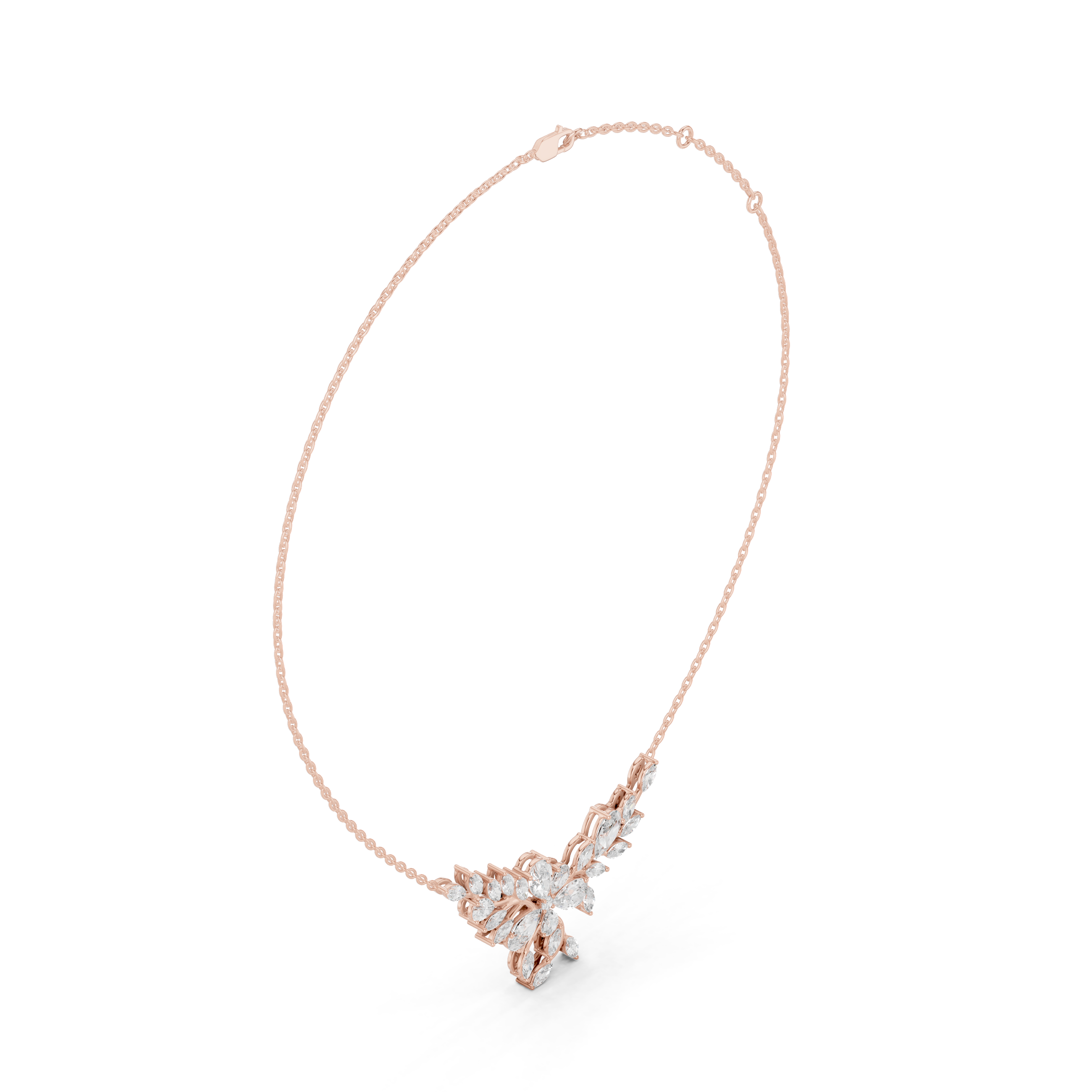 Nature-Inspired Marquise & Pear Diamond Statement Necklace