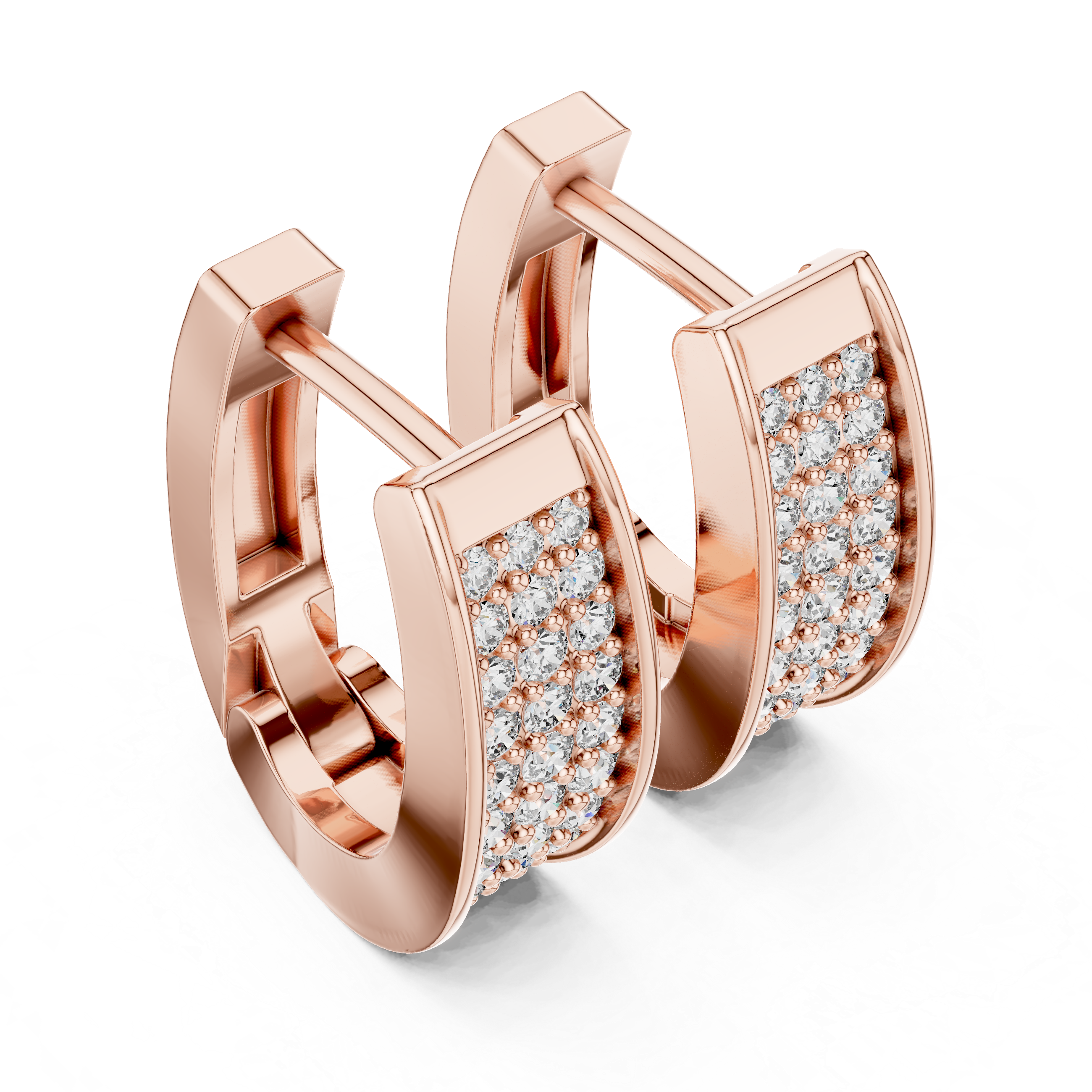 Luxury Multi-Row Pavé Diamond Huggie Earrings