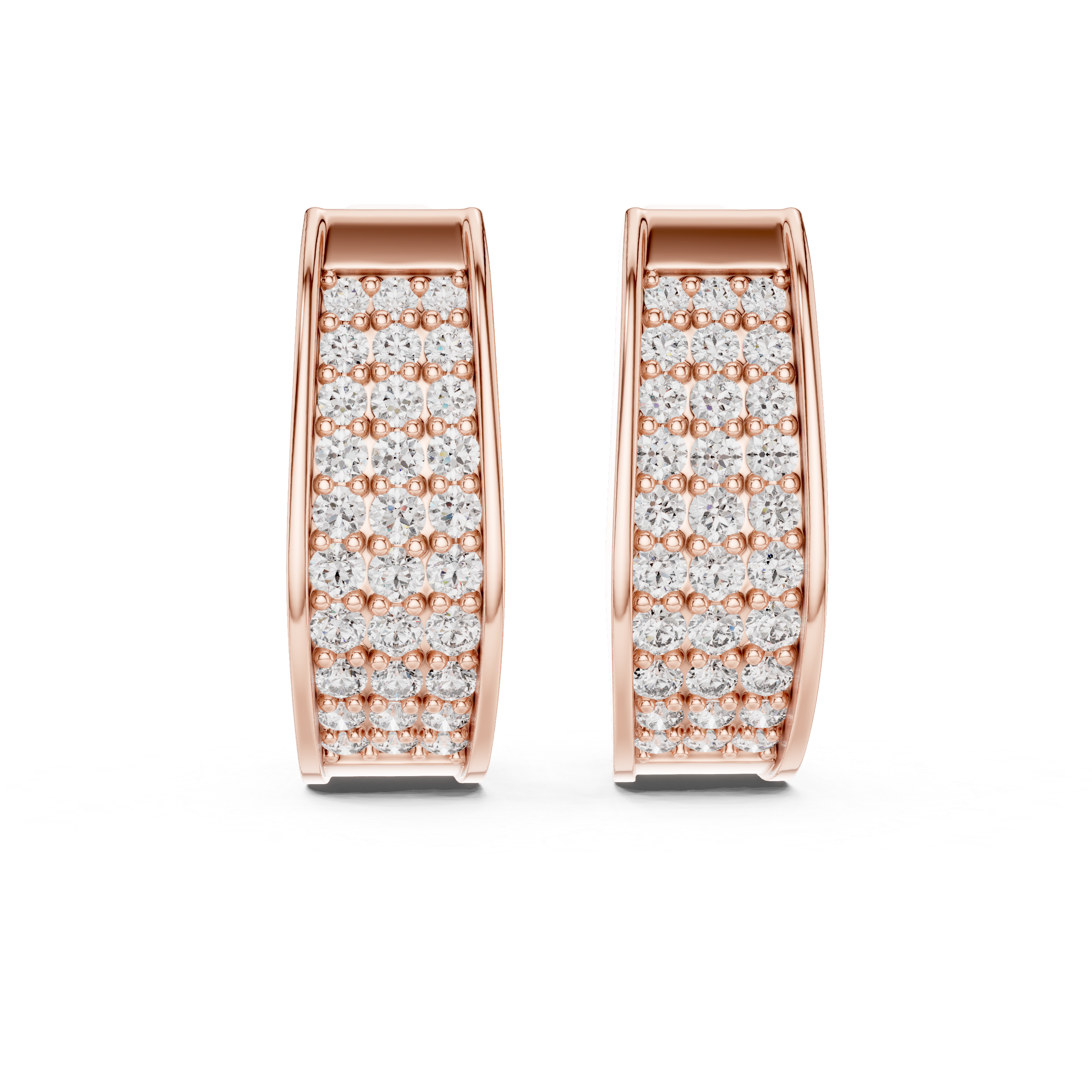 Luxury Multi-Row Pavé Diamond Huggie Earrings