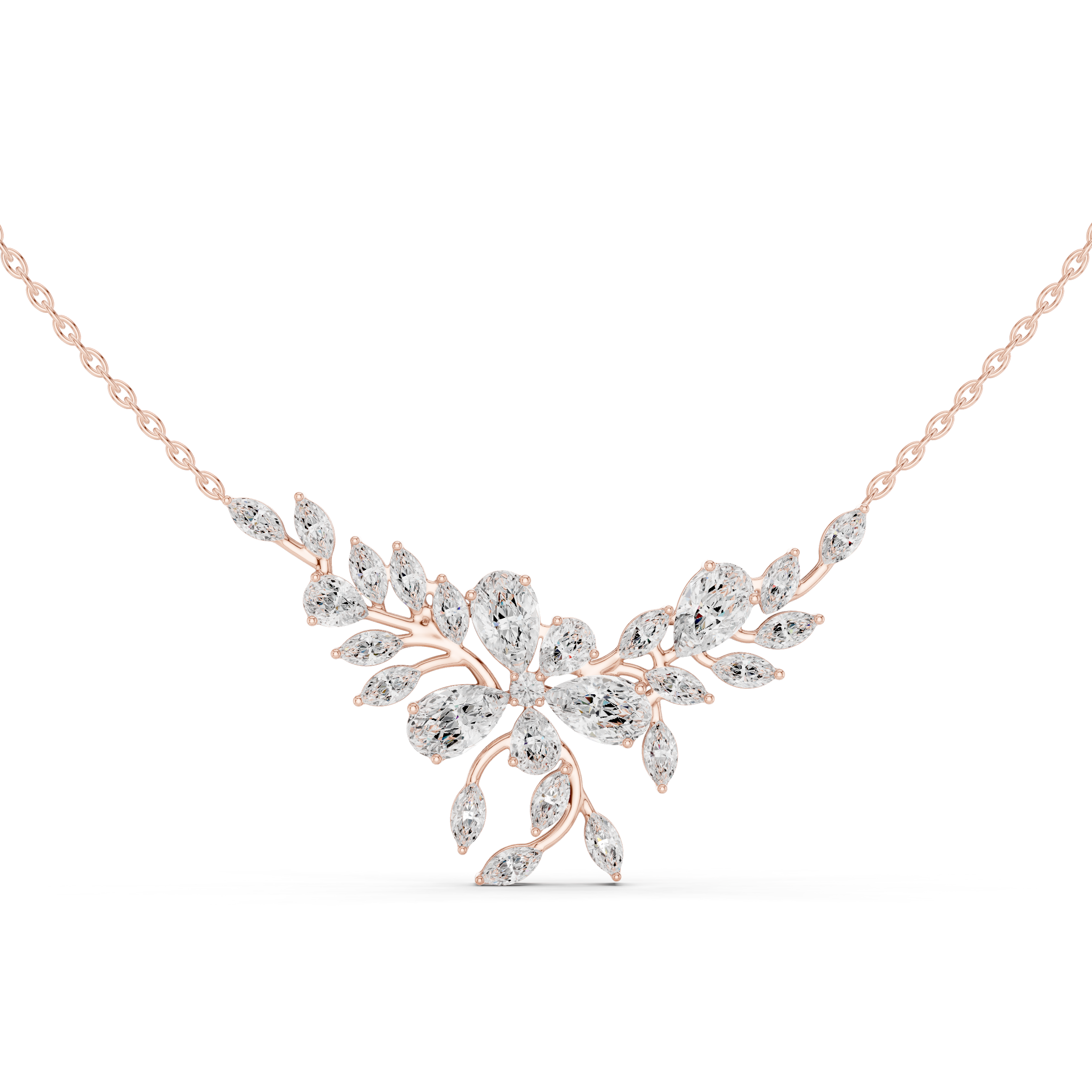 Nature-Inspired Marquise & Pear Diamond Statement Necklace