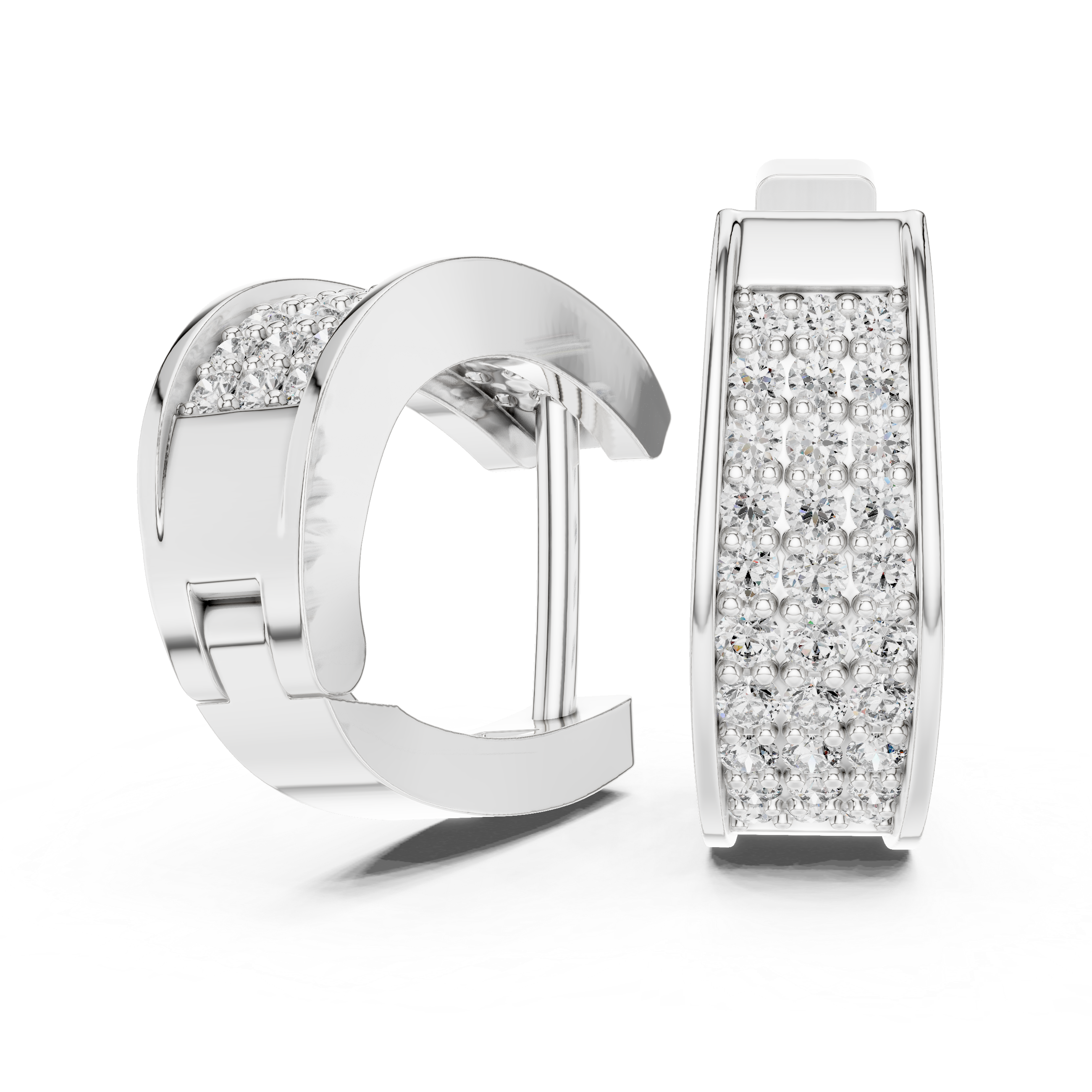 Luxury Multi-Row Pavé Diamond Huggie Earrings