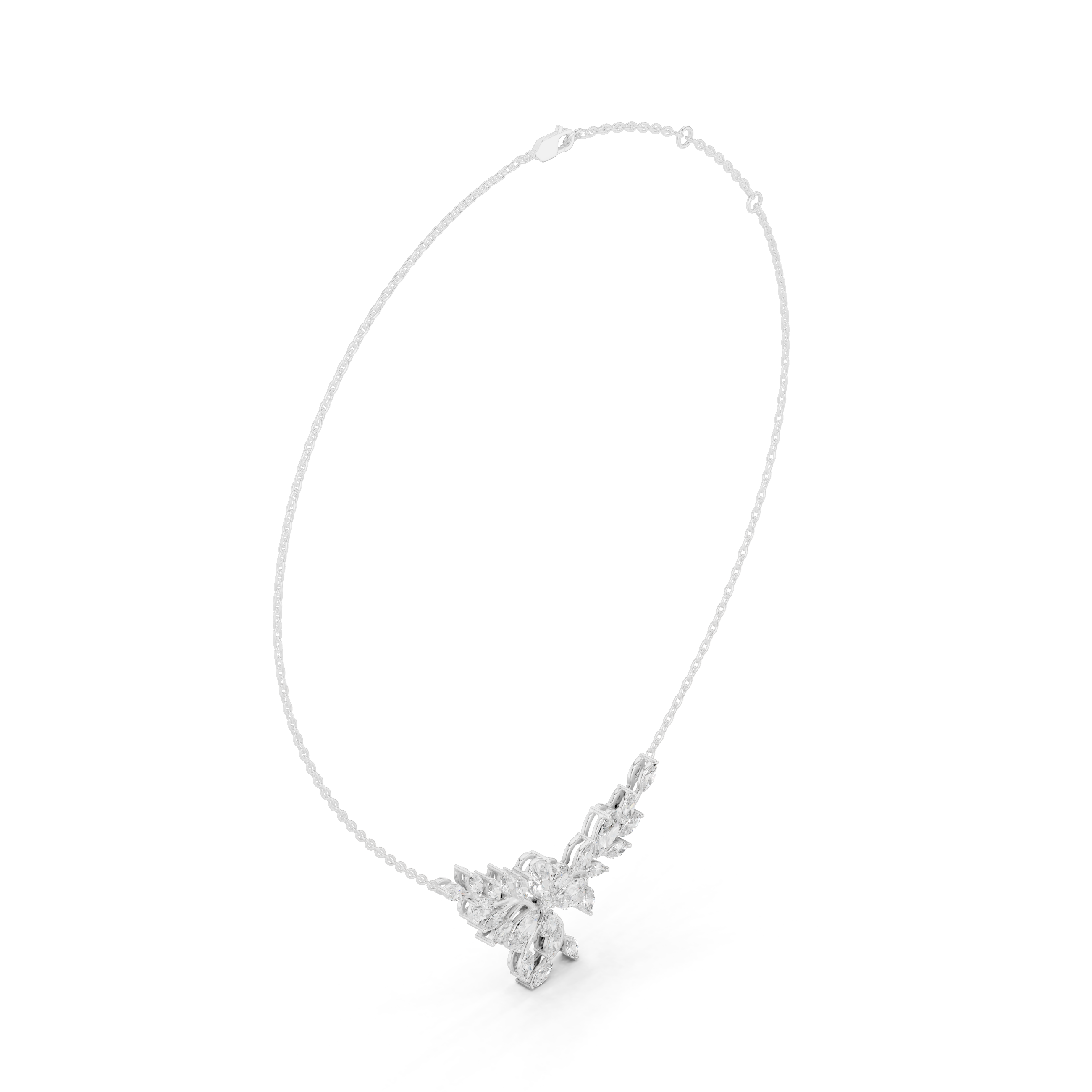 Nature-Inspired Marquise & Pear Diamond Statement Necklace
