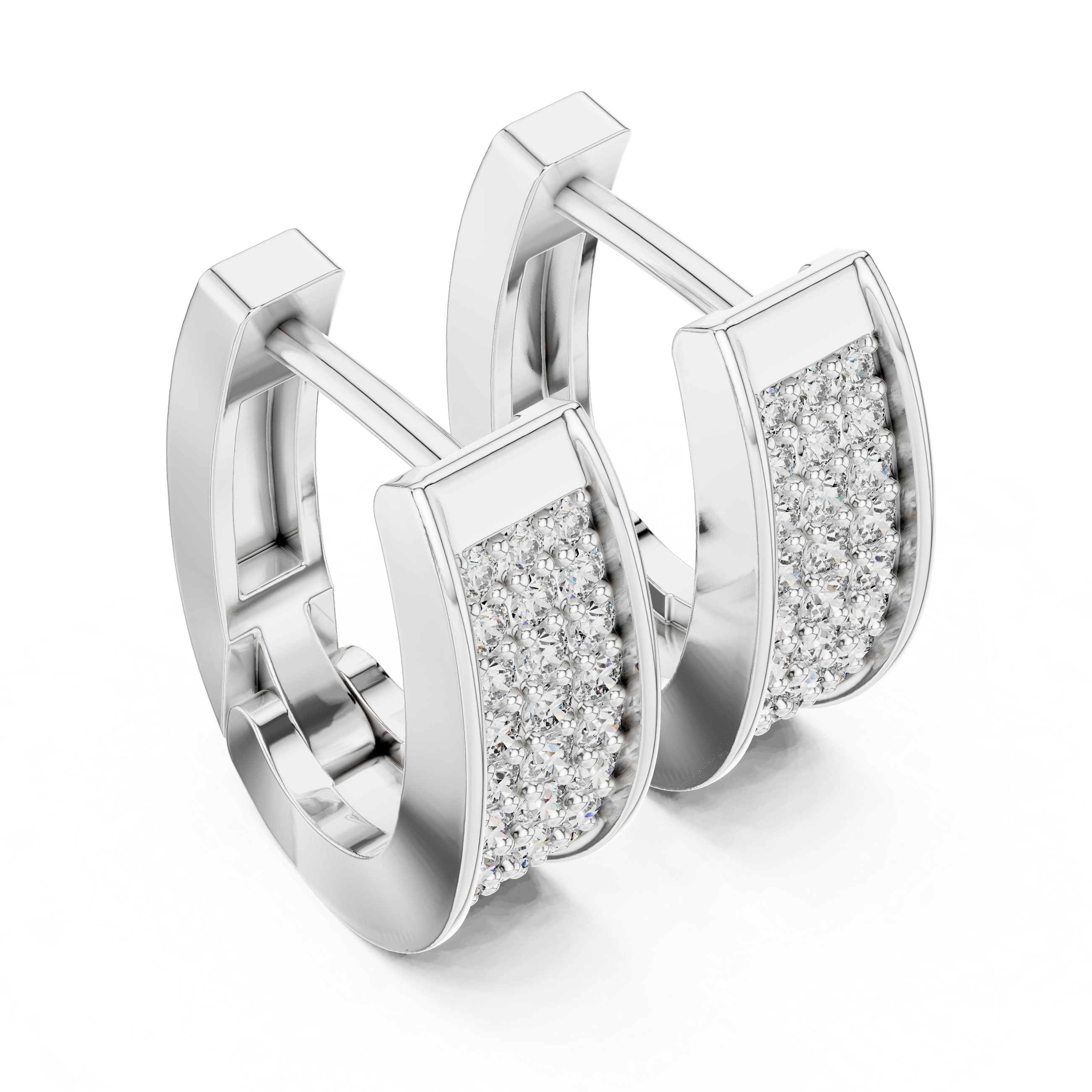 Luxury Multi-Row Pavé Diamond Huggie Earrings