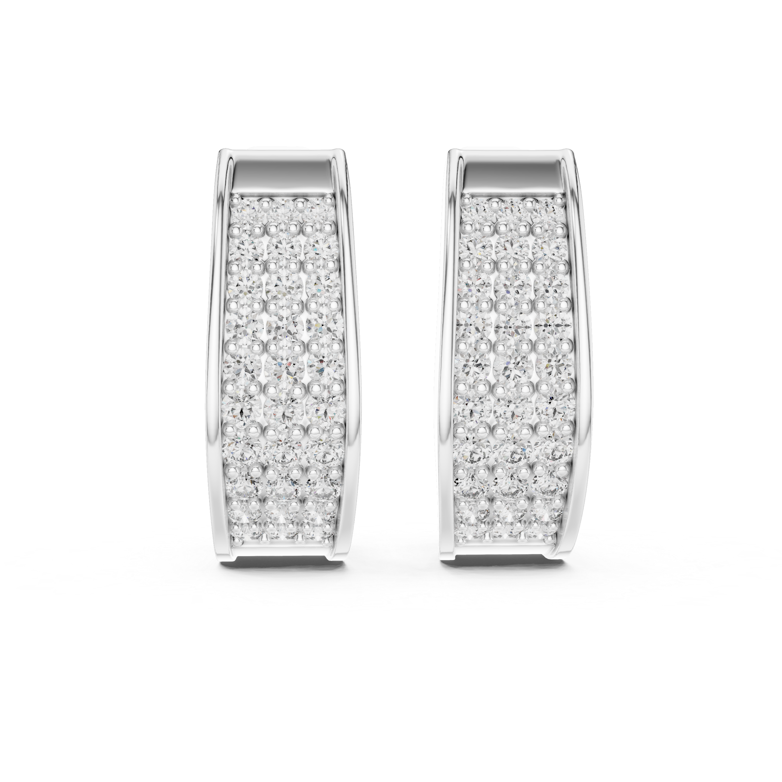 Luxury Multi-Row Pavé Diamond Huggie Earrings