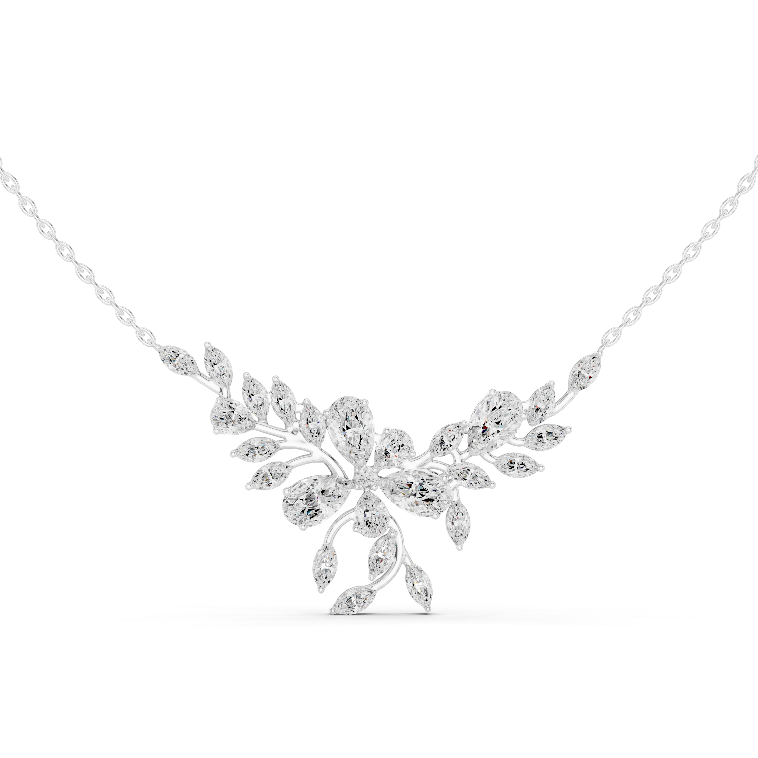 Nature-Inspired Marquise & Pear Diamond Statement Necklace