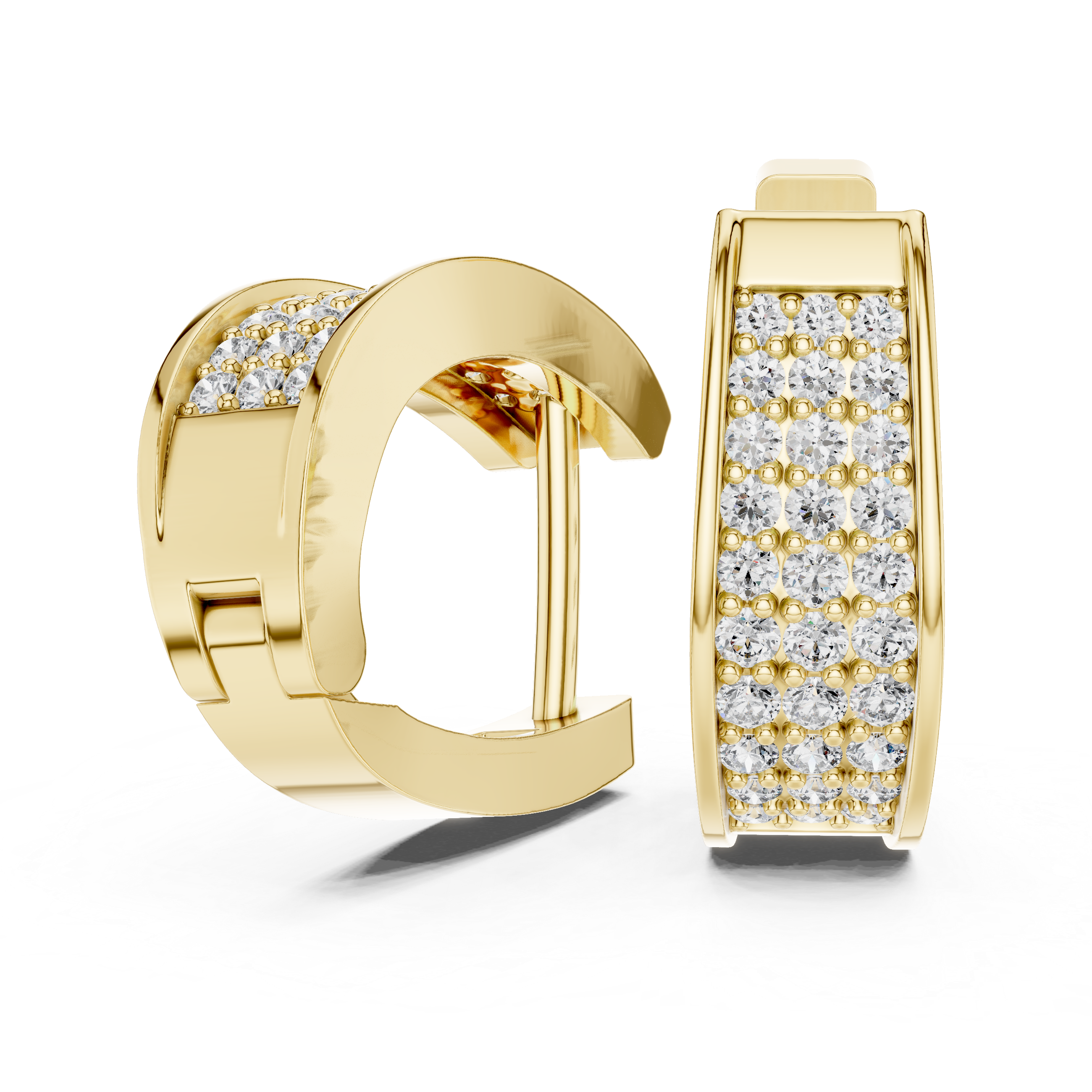 Luxury Multi-Row Pavé Diamond Huggie Earrings