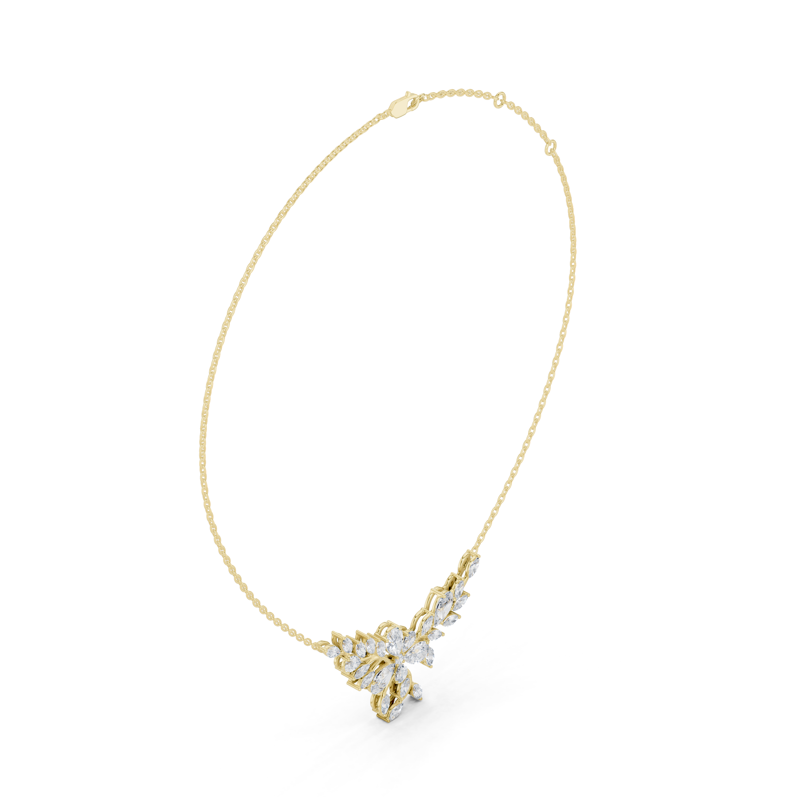 Nature-Inspired Marquise & Pear Diamond Statement Necklace