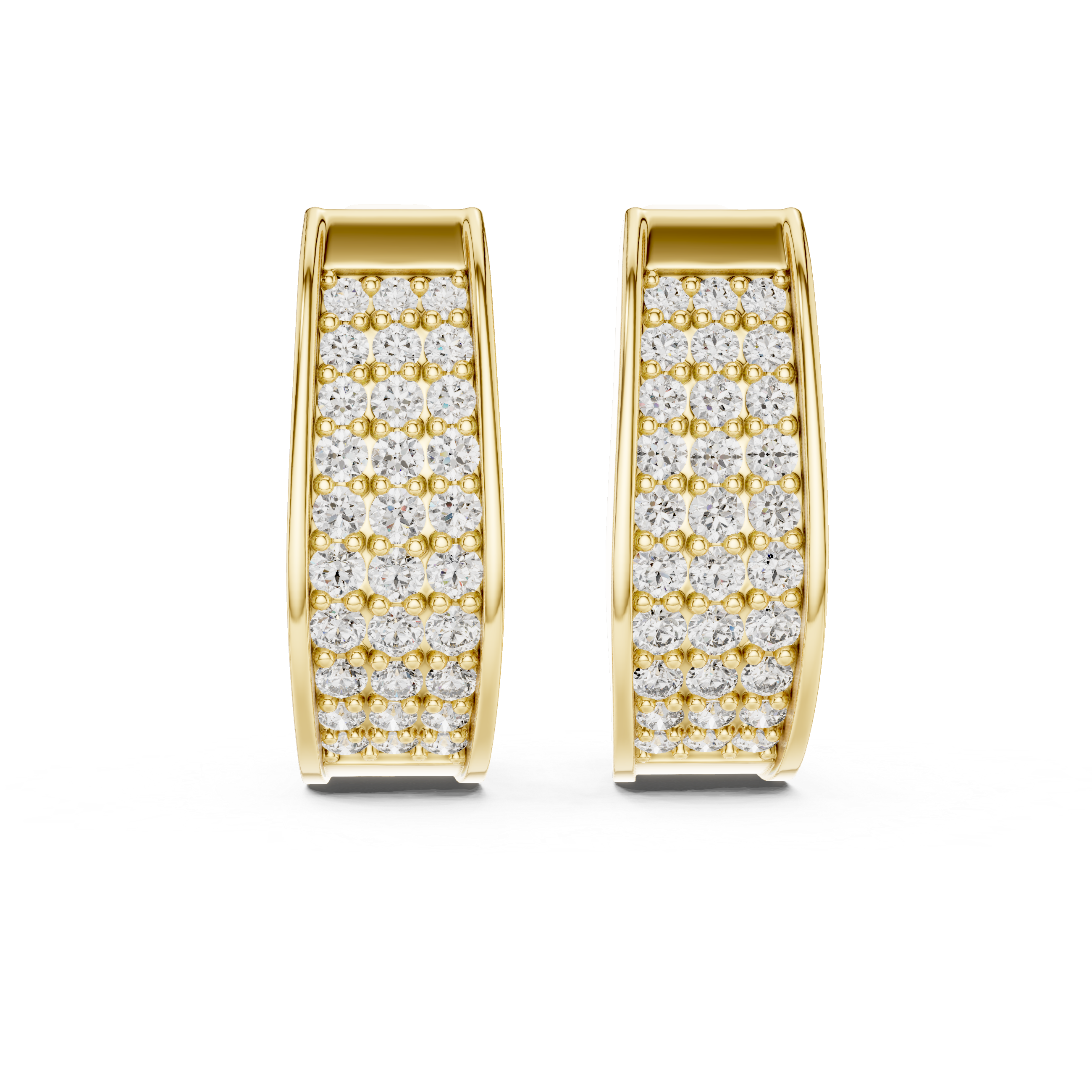 Luxury Multi-Row Pavé Diamond Huggie Earrings