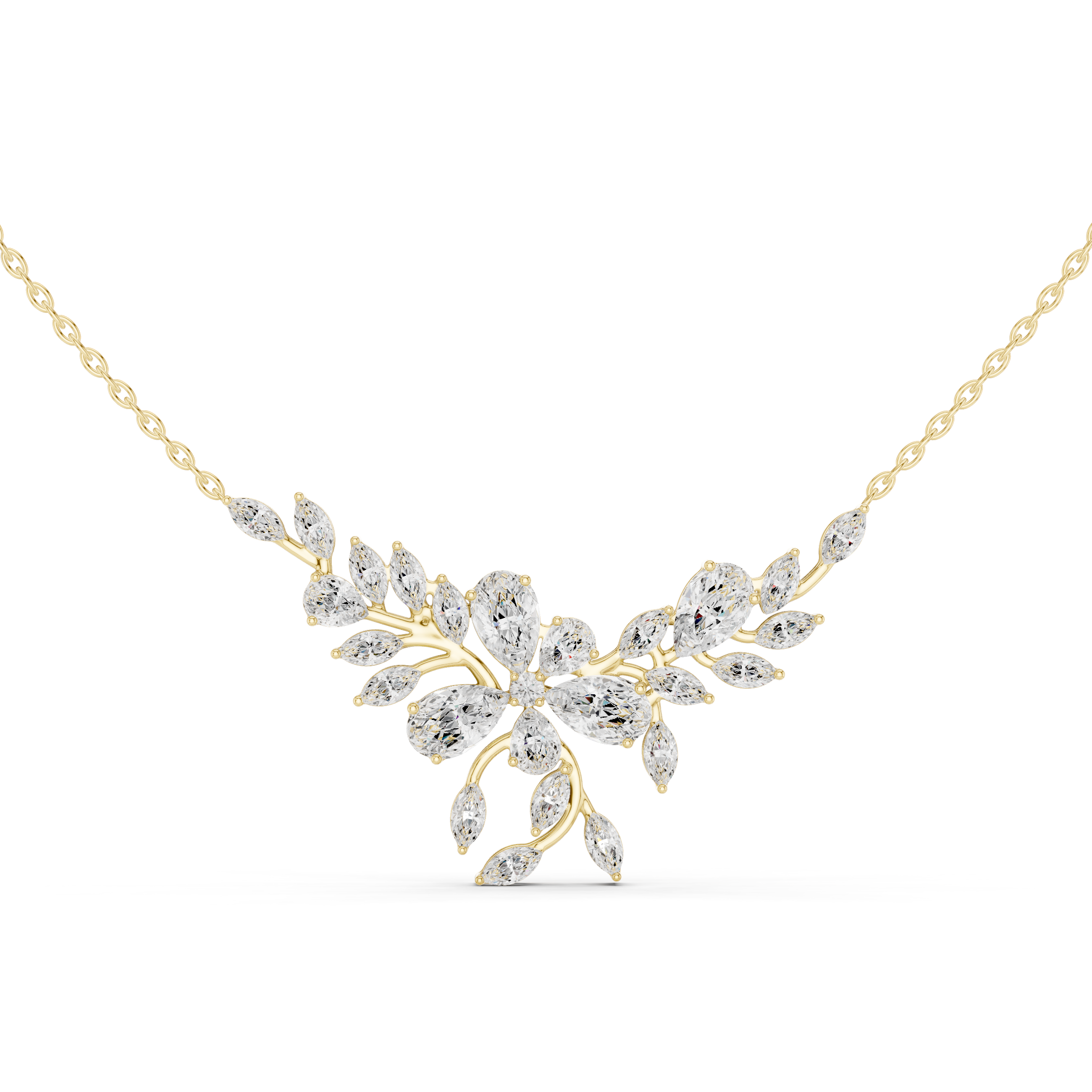 Nature-Inspired Marquise & Pear Diamond Statement Necklace