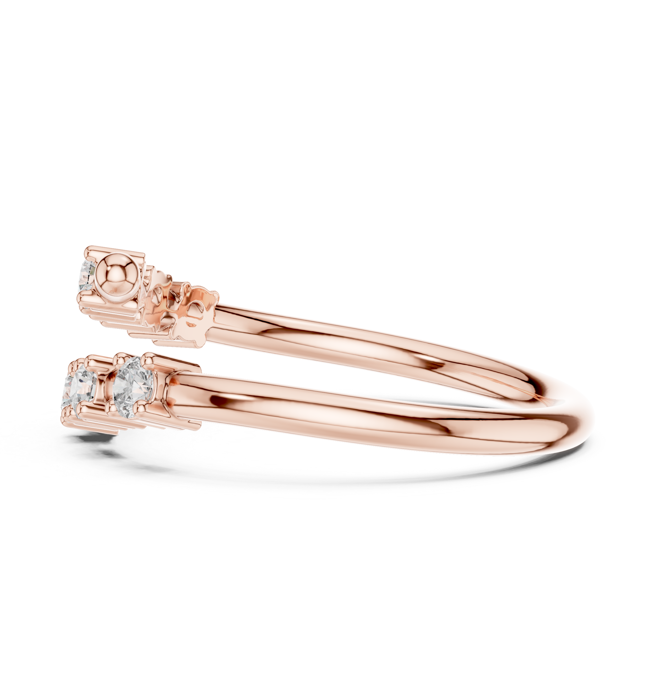 Open Wrap Diamond Bypass Ring with Round Brilliant Stones