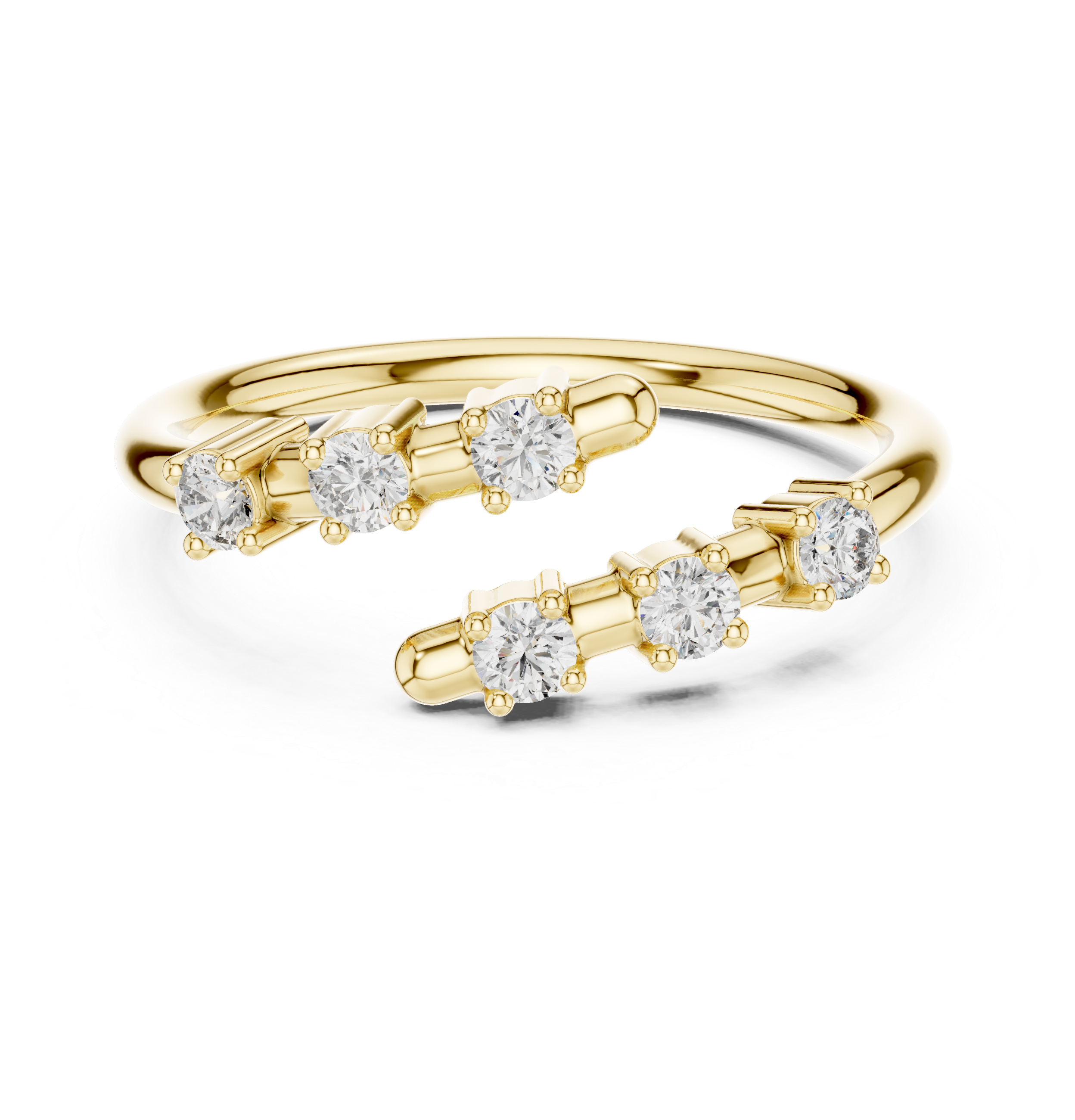 Open Wrap Diamond Bypass Ring with Round Brilliant Stones