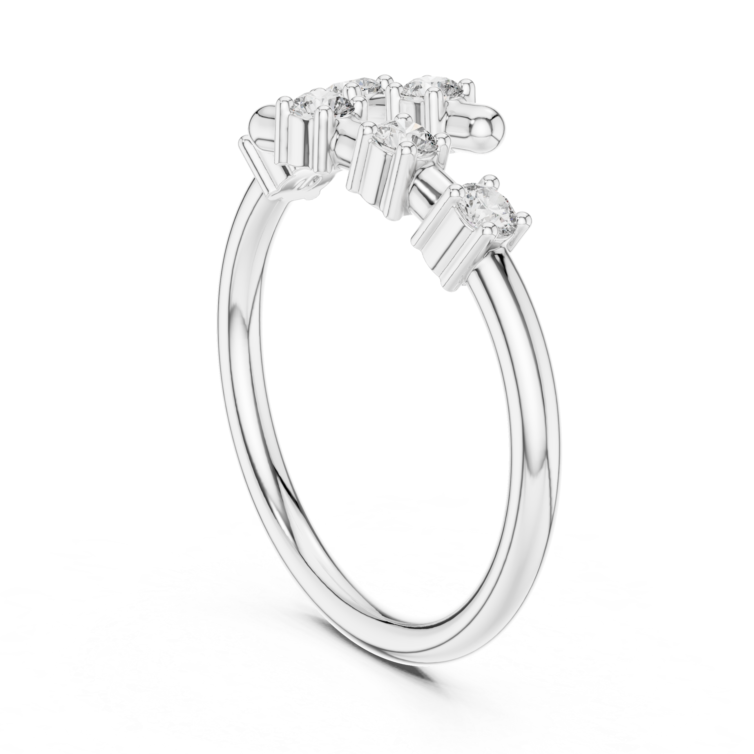 Open Wrap Diamond Bypass Ring with Round Brilliant Stones