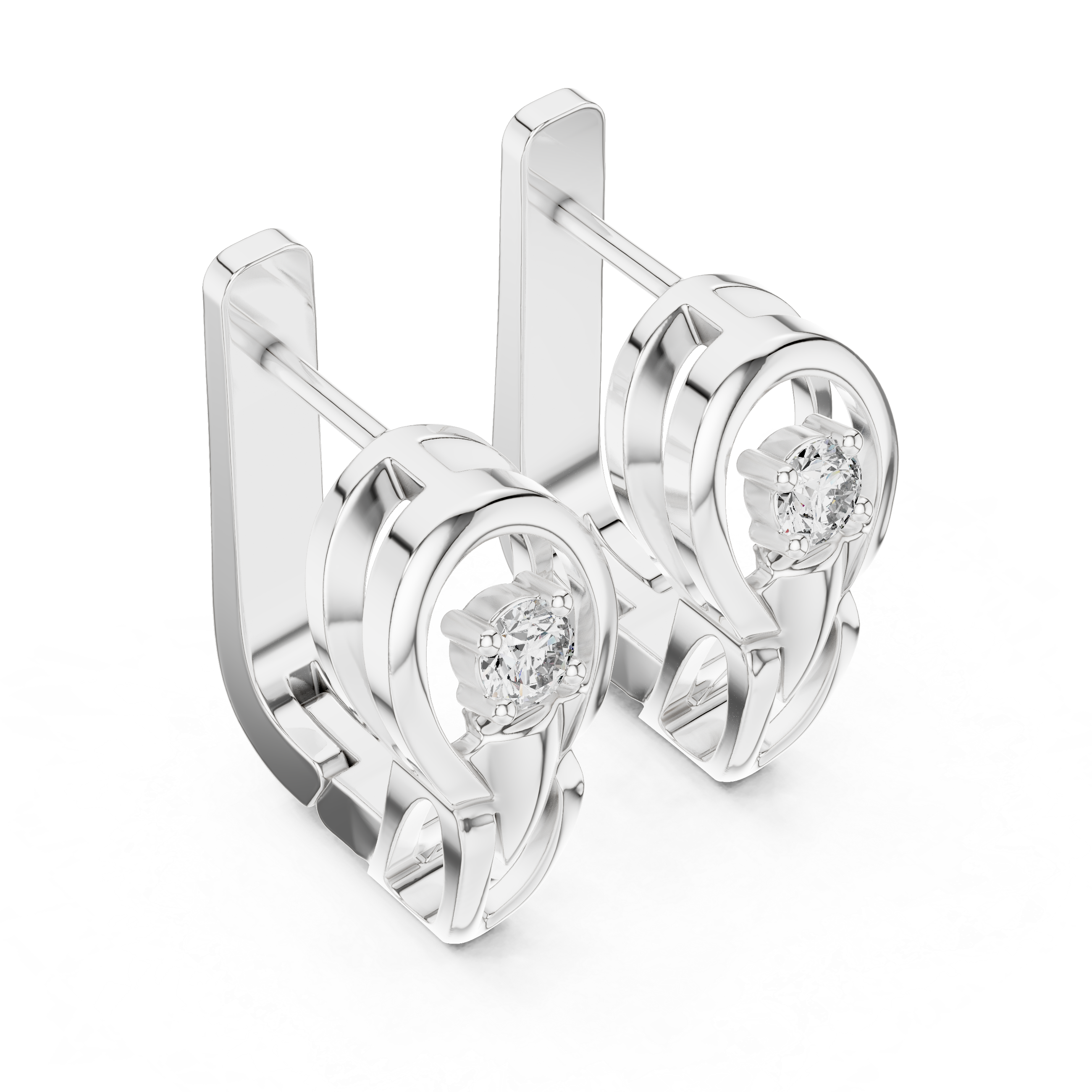 Modern Sculptural Solitaire Huggie Earrings