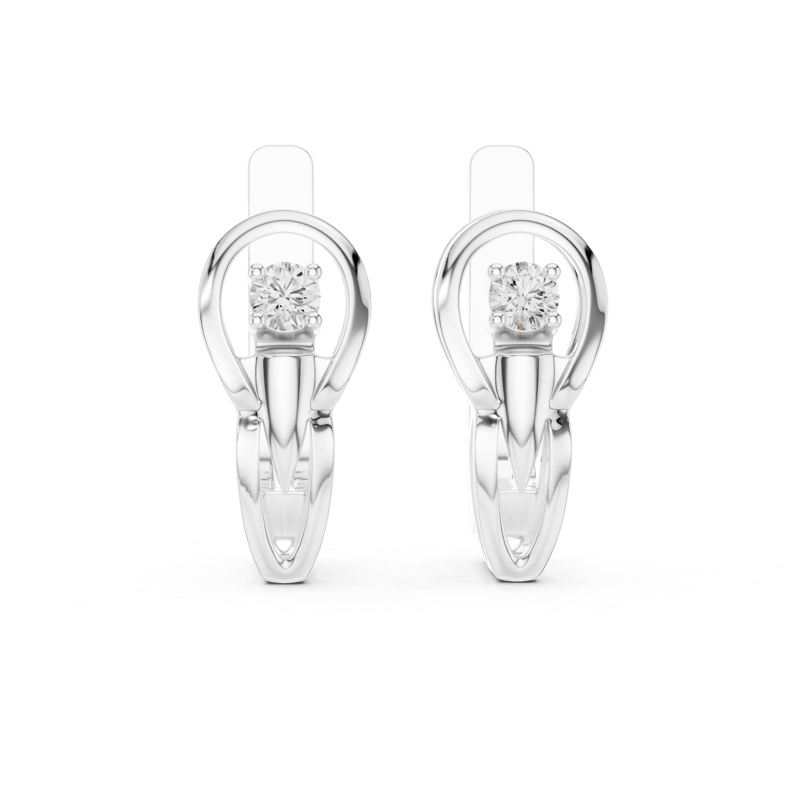 Modern Sculptural Solitaire Huggie Earrings