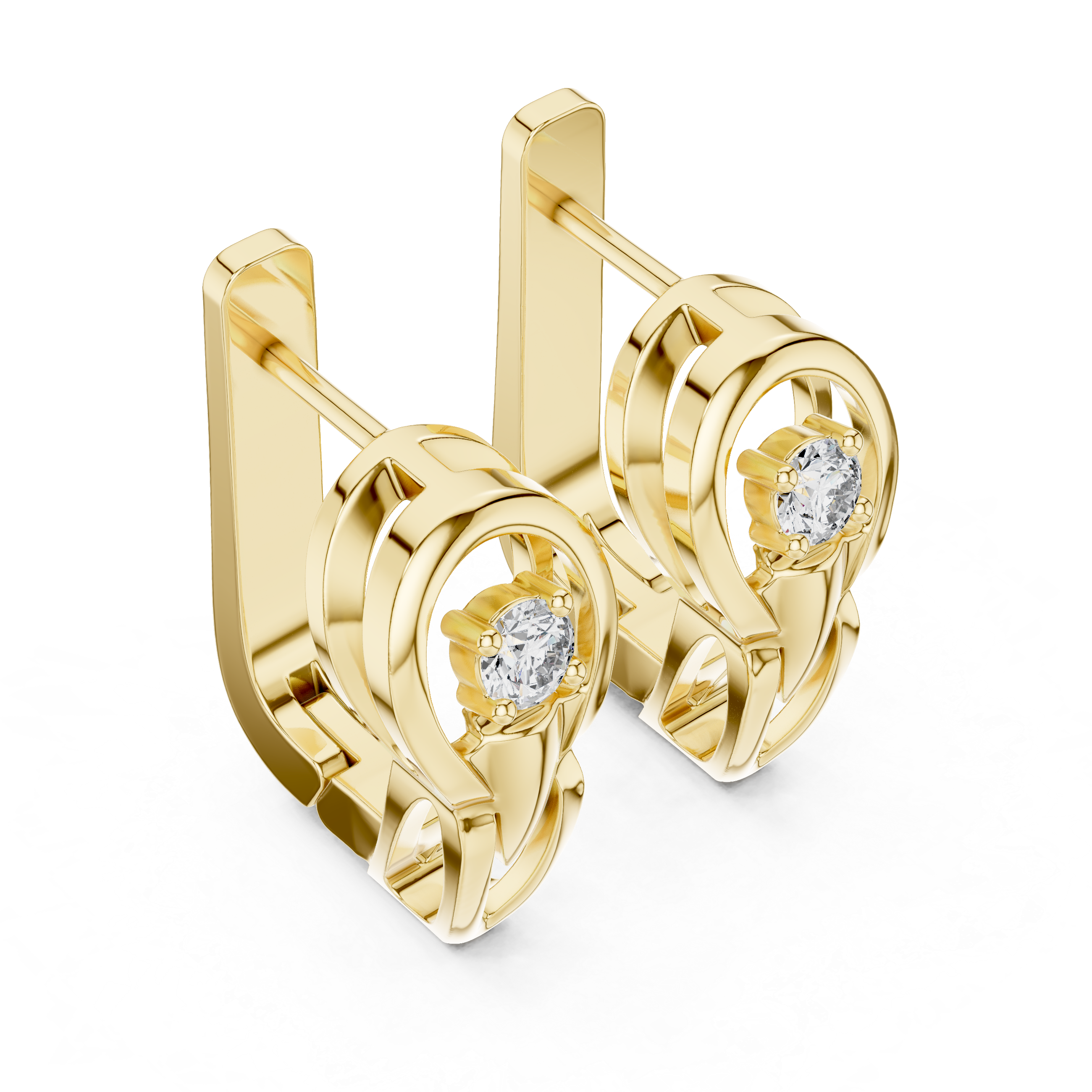 Modern Sculptural Solitaire Huggie Earrings