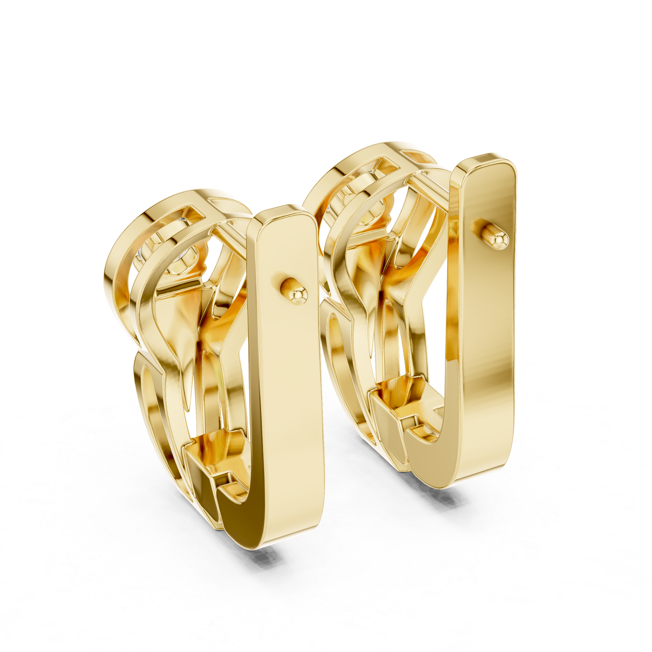 Modern Sculptural Solitaire Huggie Earrings