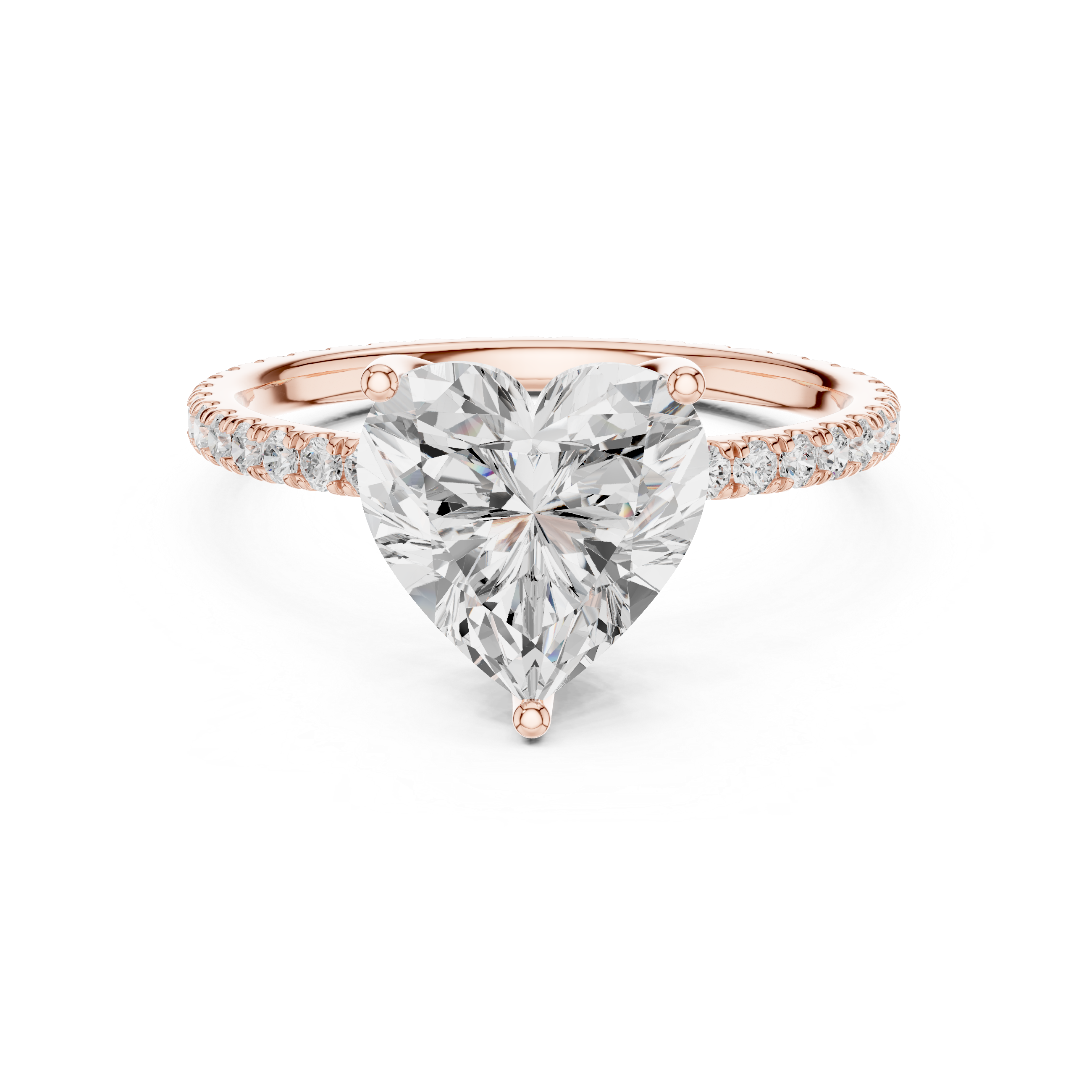 Heart Cut Solitaire Engagement Ring with Pavé Diamond Band