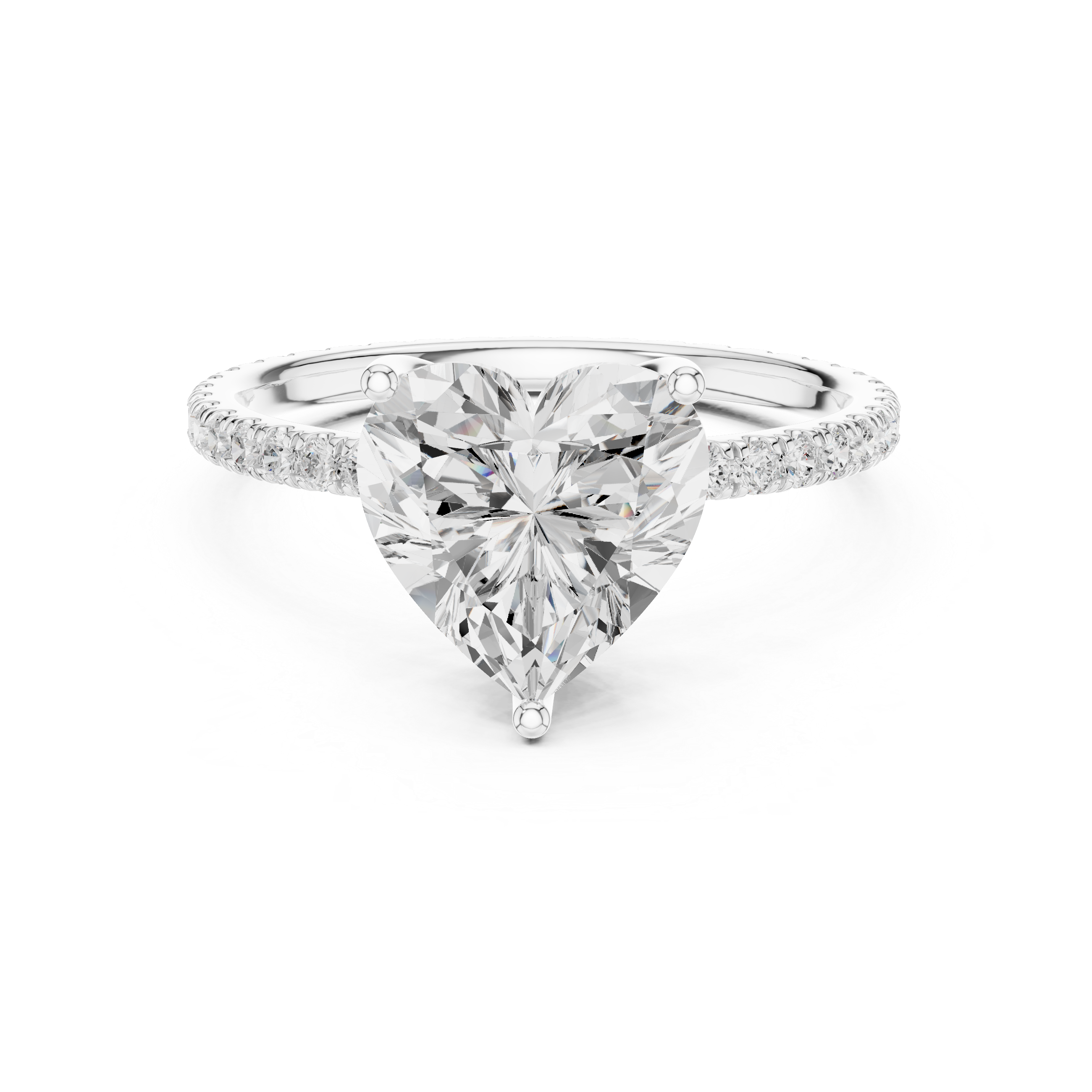 Heart Cut Solitaire Engagement Ring with Pavé Diamond Band