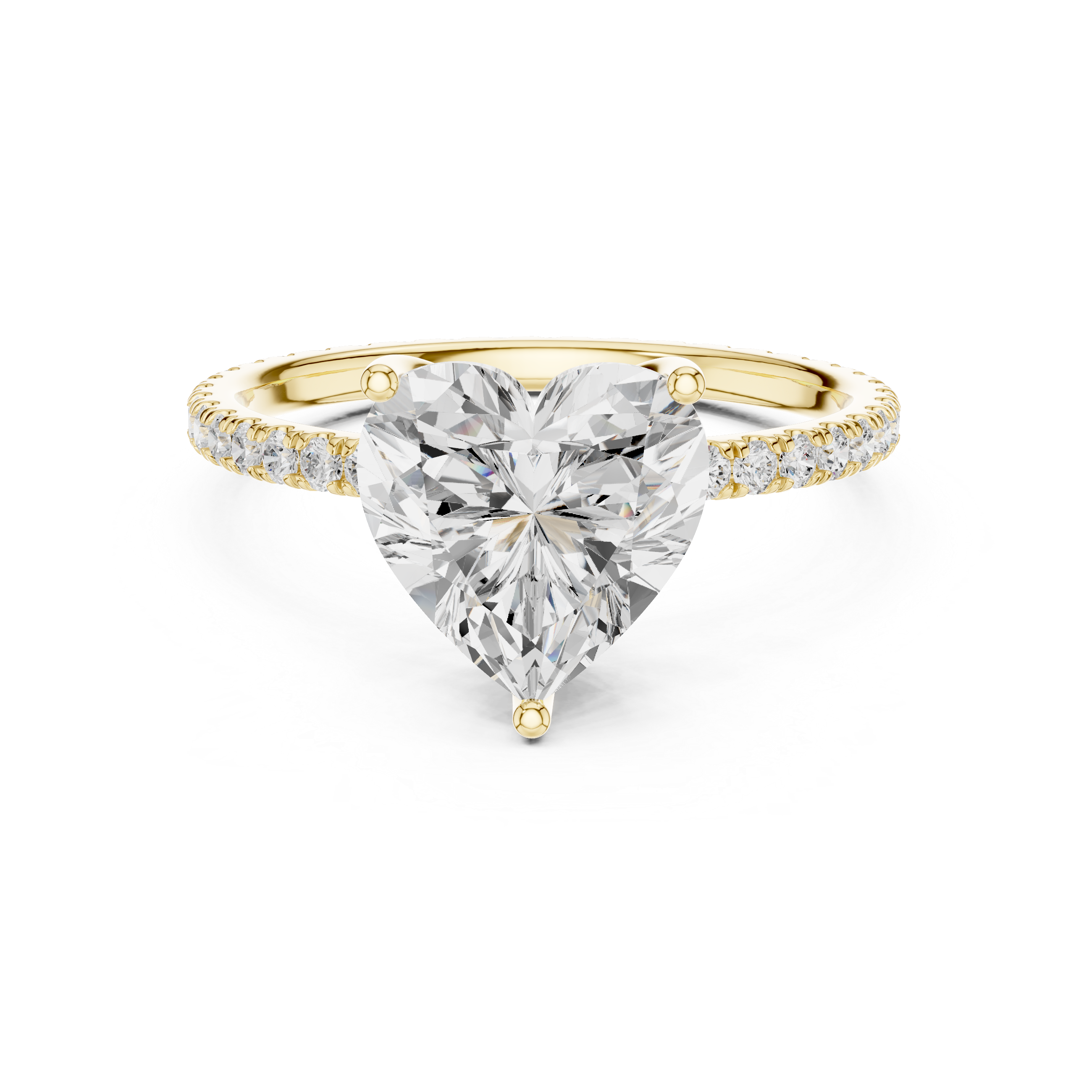 Heart Cut Solitaire Engagement Ring with Pavé Diamond Band