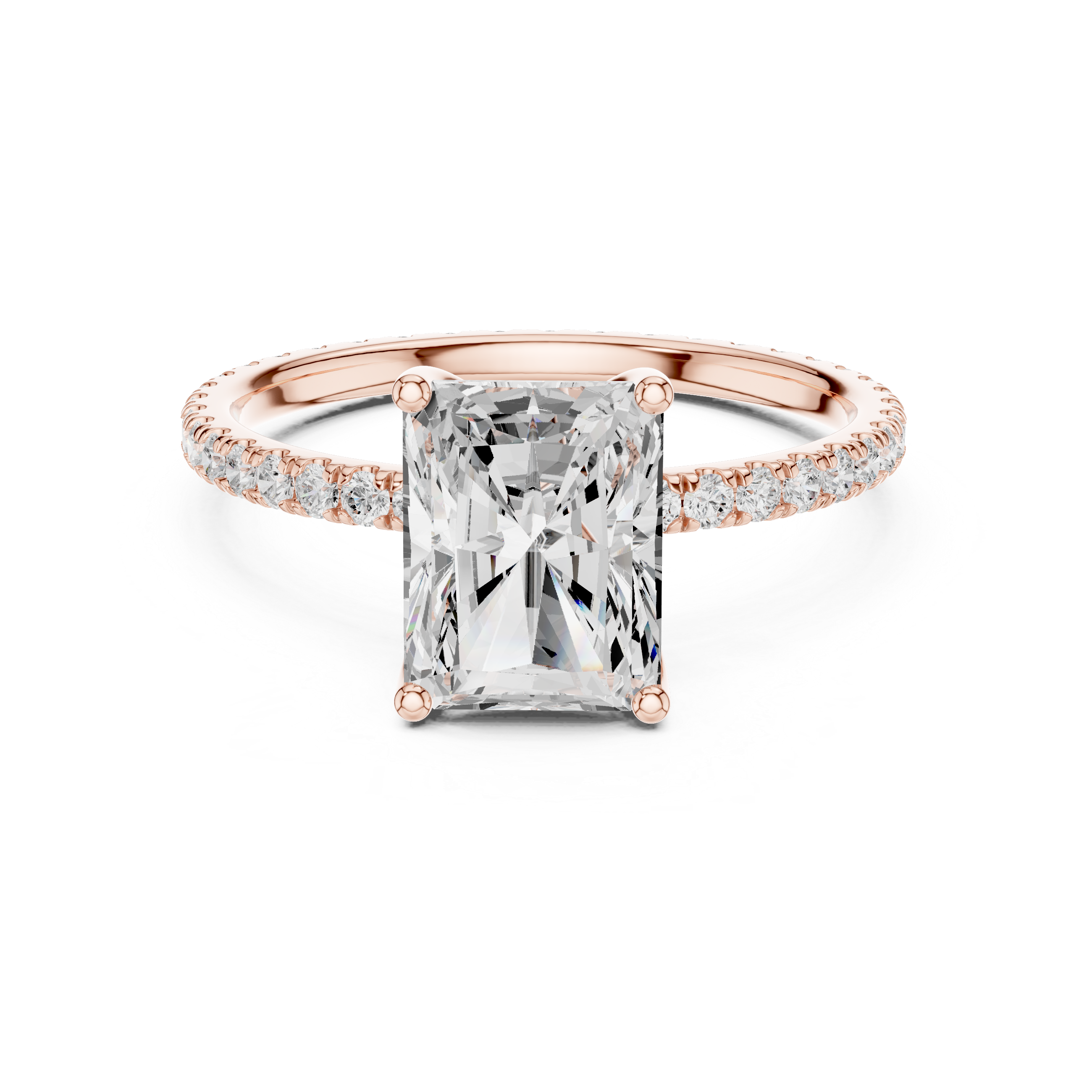 Radiant Cut Solitaire Engagement Ring with Pavé Diamond Band