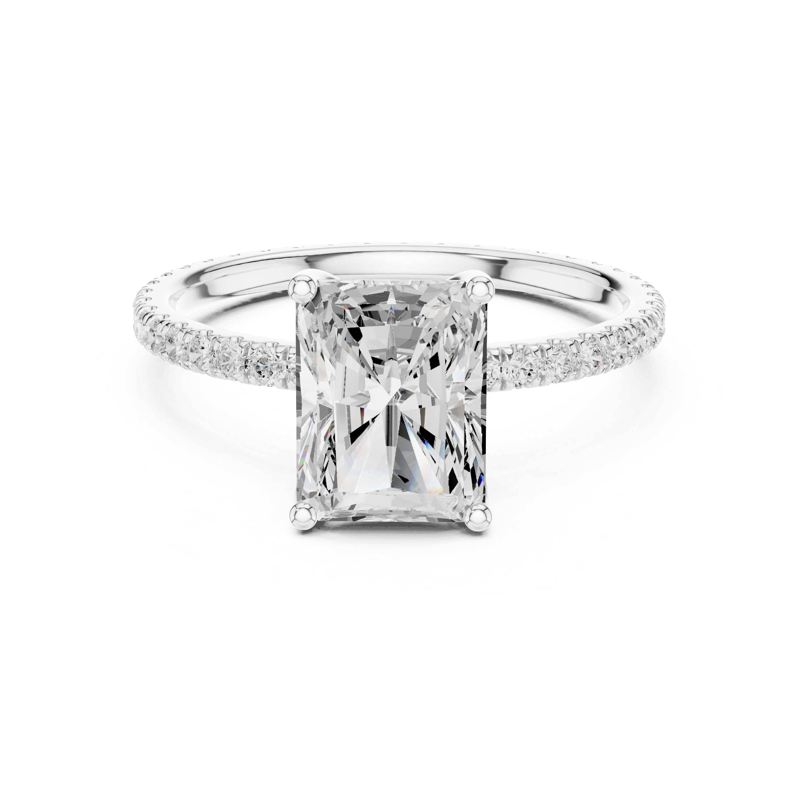 Radiant Cut Solitaire Engagement Ring with Pavé Diamond Band