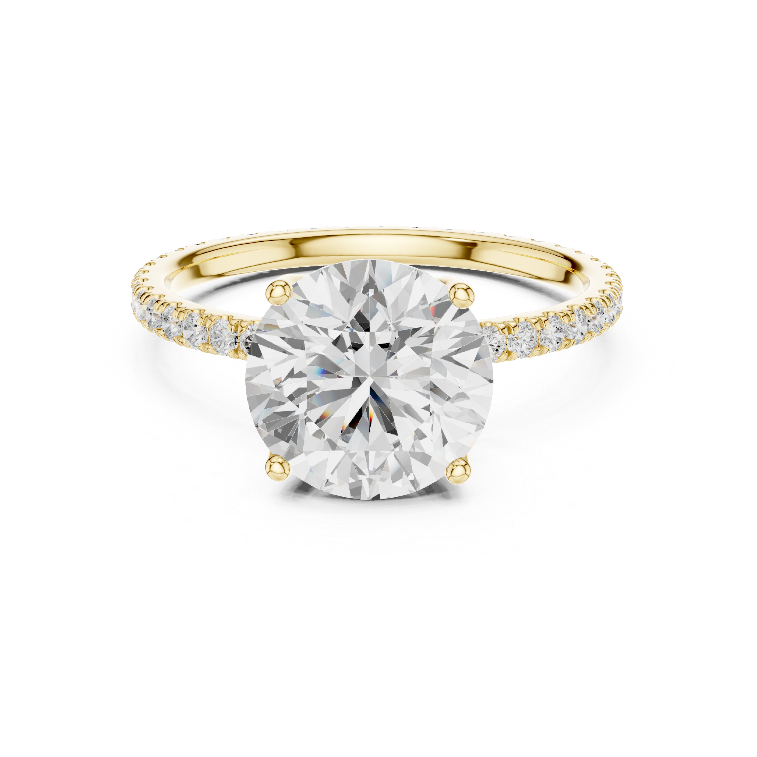 Round Brilliant Solitaire Engagement Ring with Pavé Diamond Band