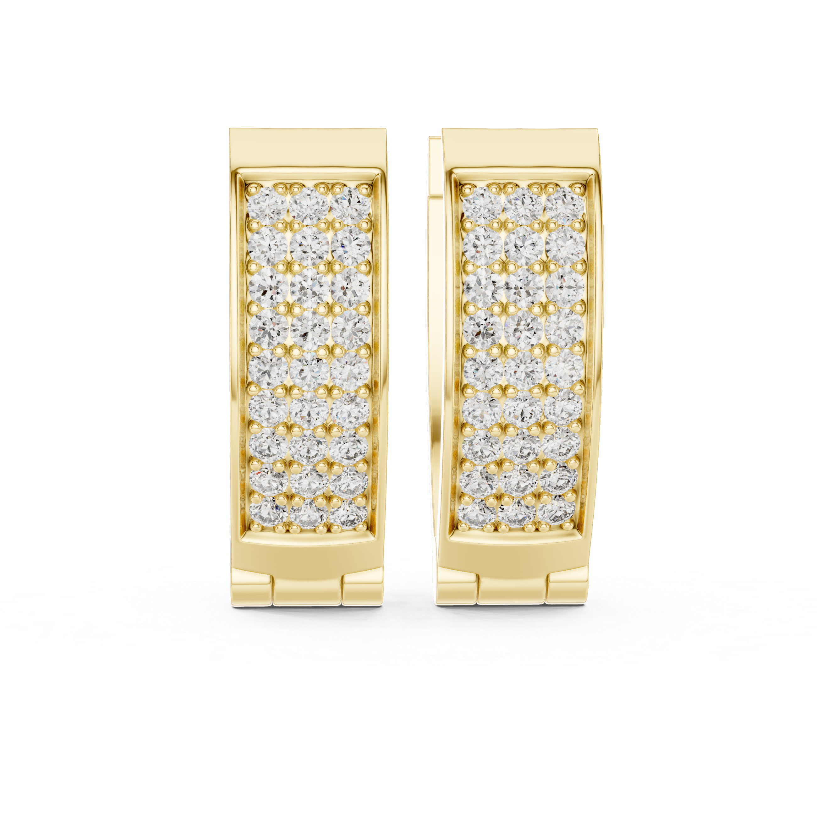 Modern Pavé Diamond Rectangular Huggie Earrings