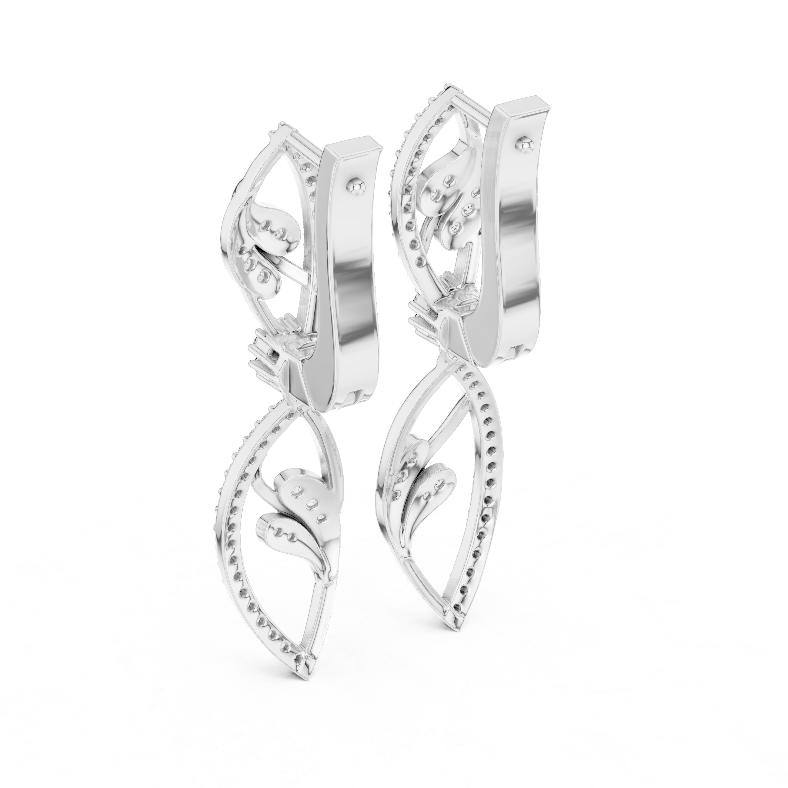 Elegant Floral Vine Diamond Drop Earrings