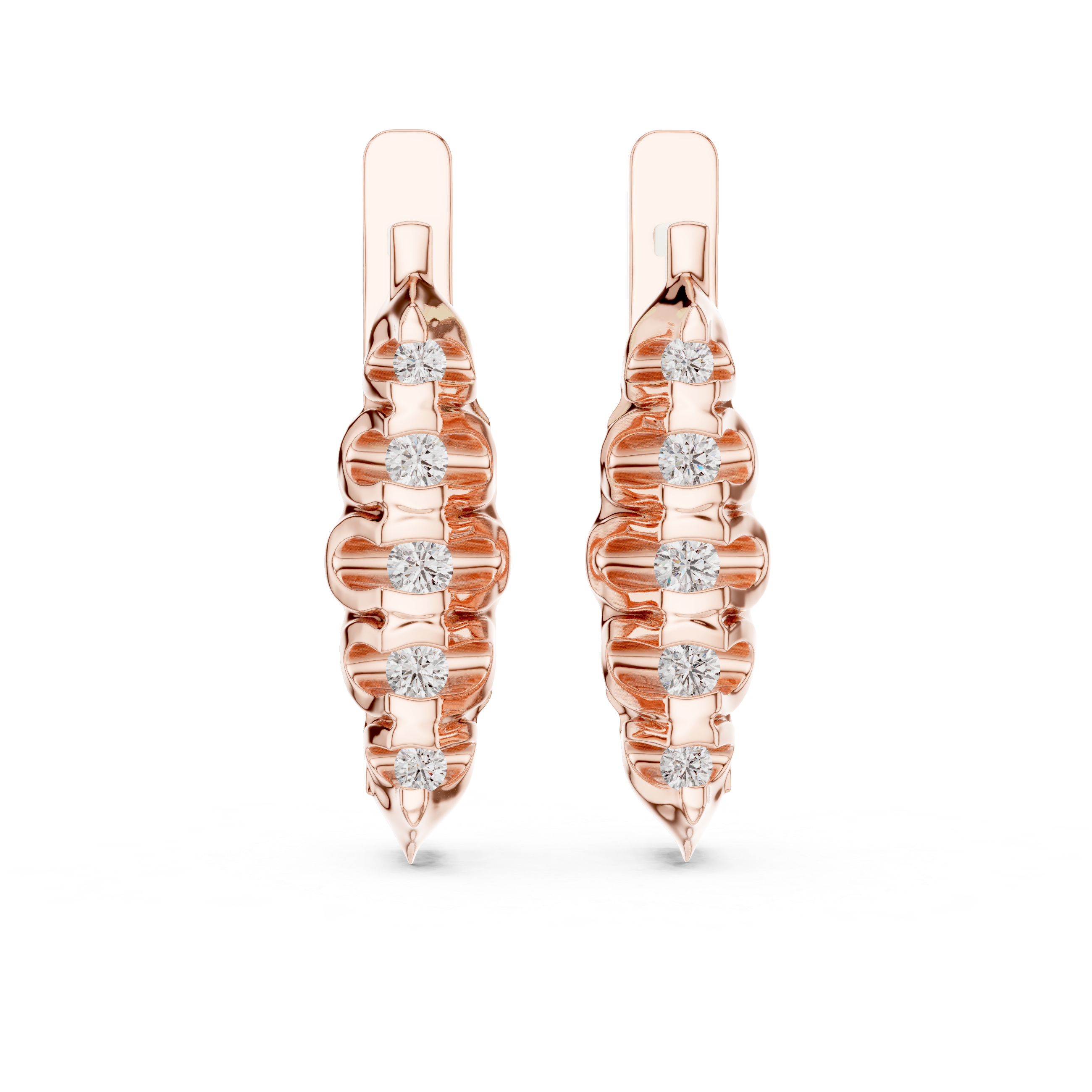 Vertical Diamond Cluster Drop Earrings