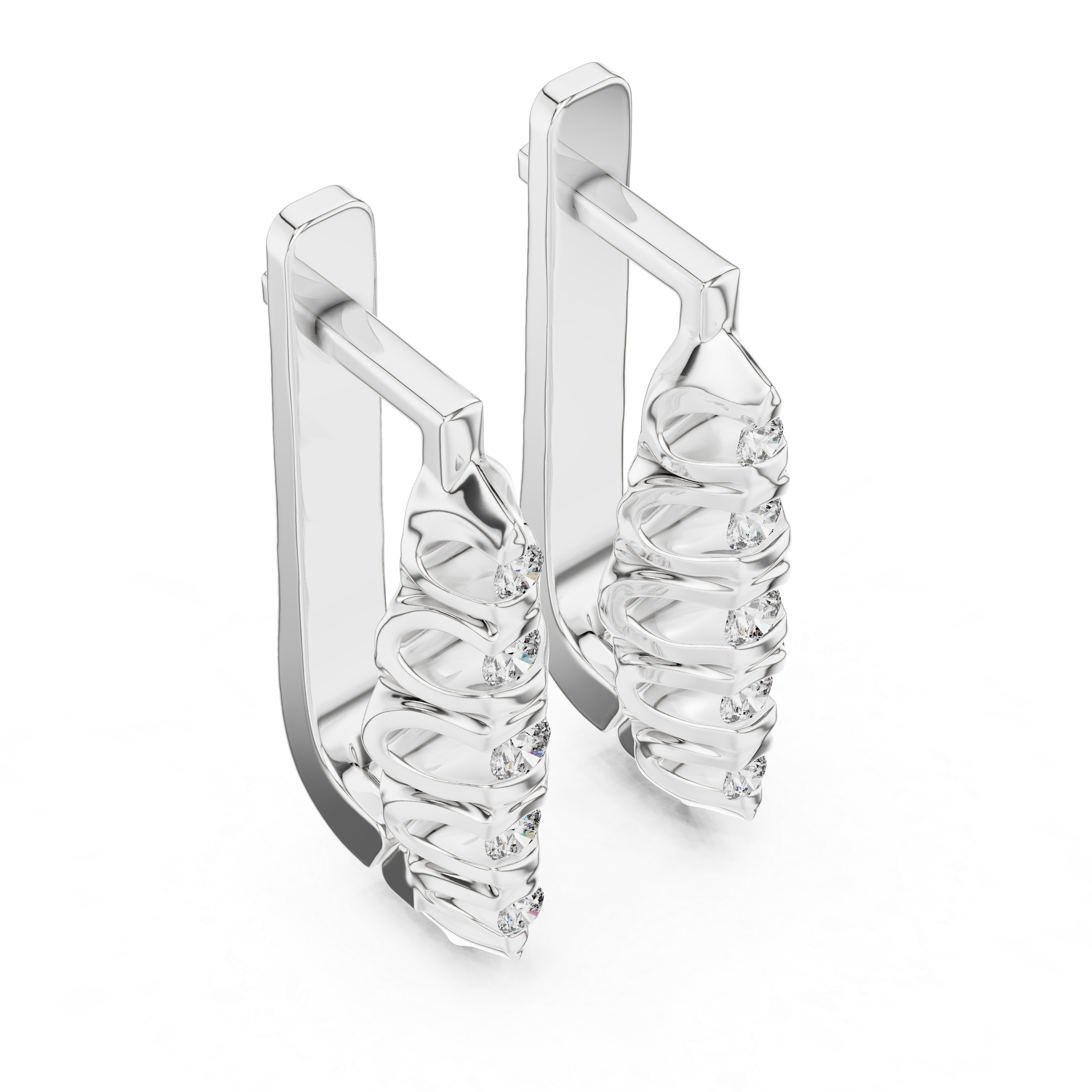 Vertical Diamond Cluster Drop Earrings