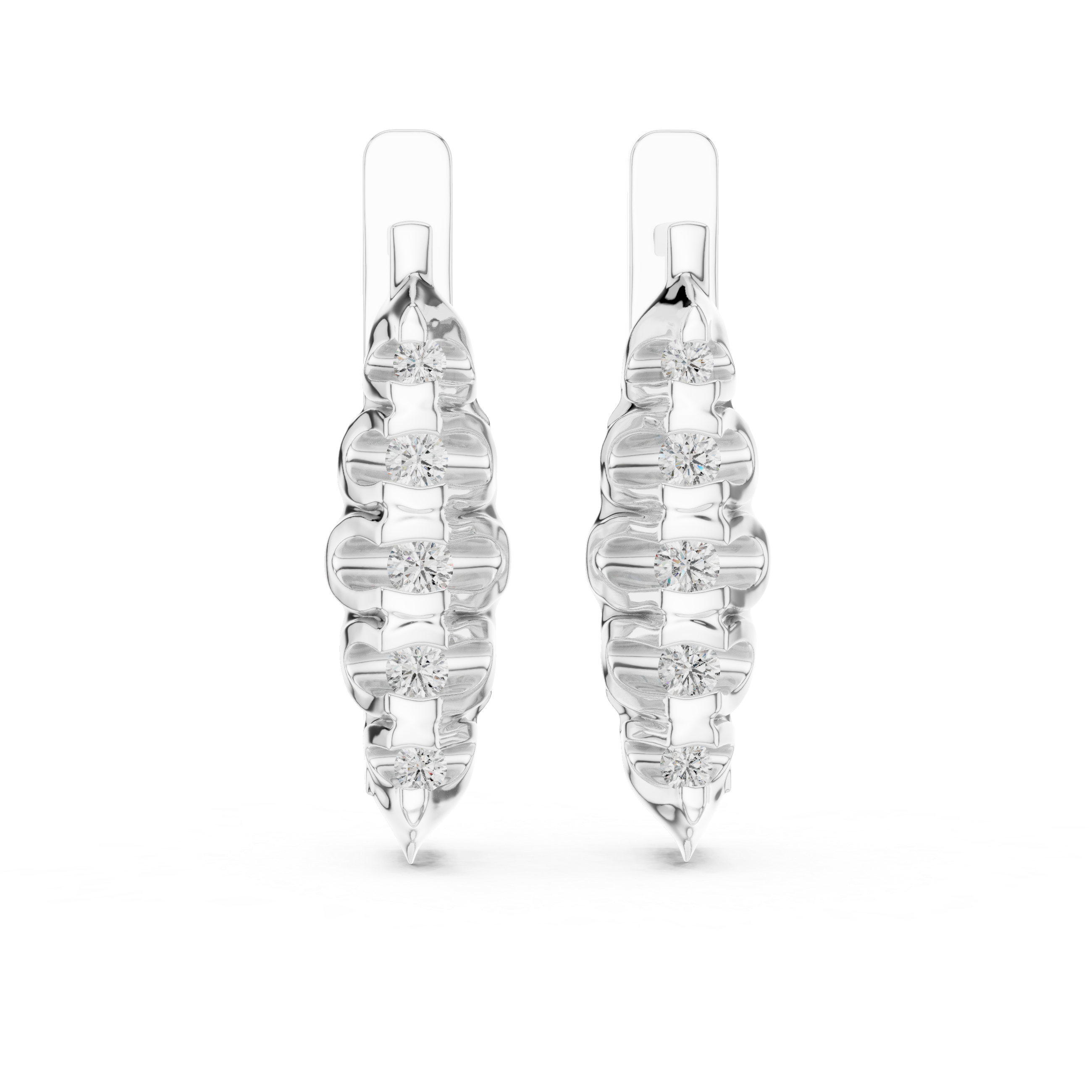 Vertical Diamond Cluster Drop Earrings