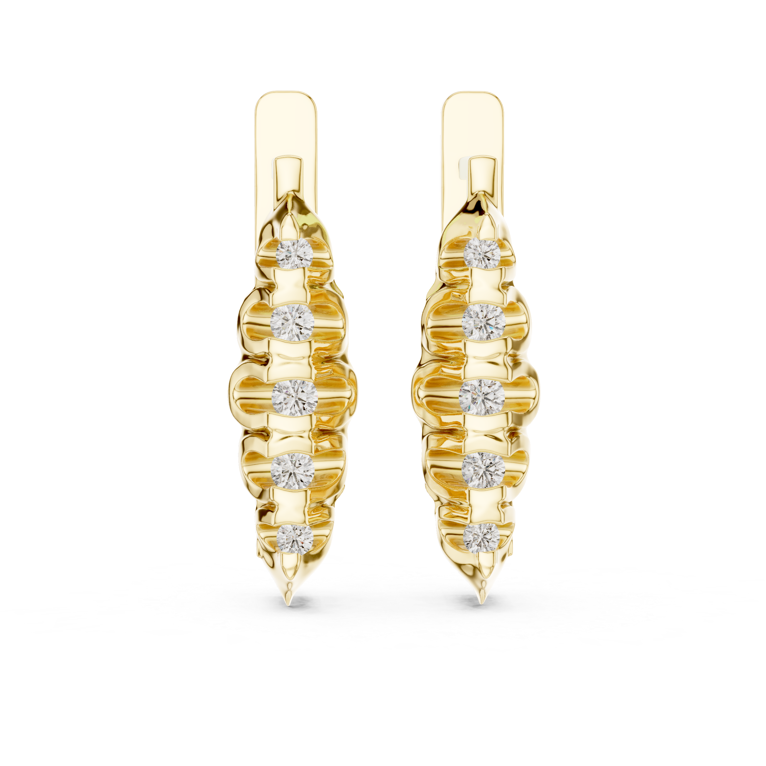 Vertical Diamond Cluster Drop Earrings