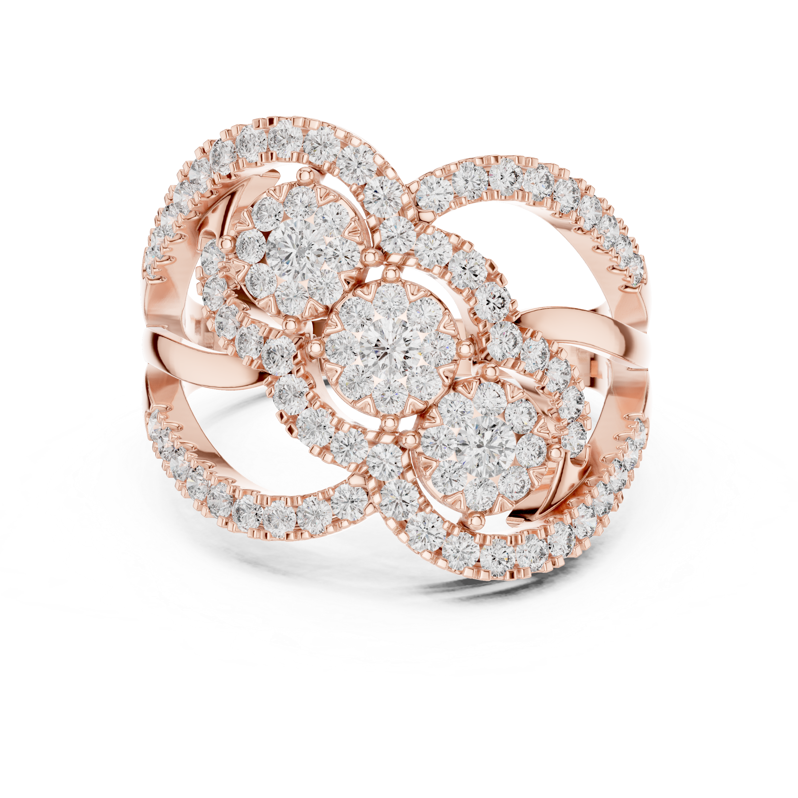 Double Infinity Floral Cluster Diamond Ring