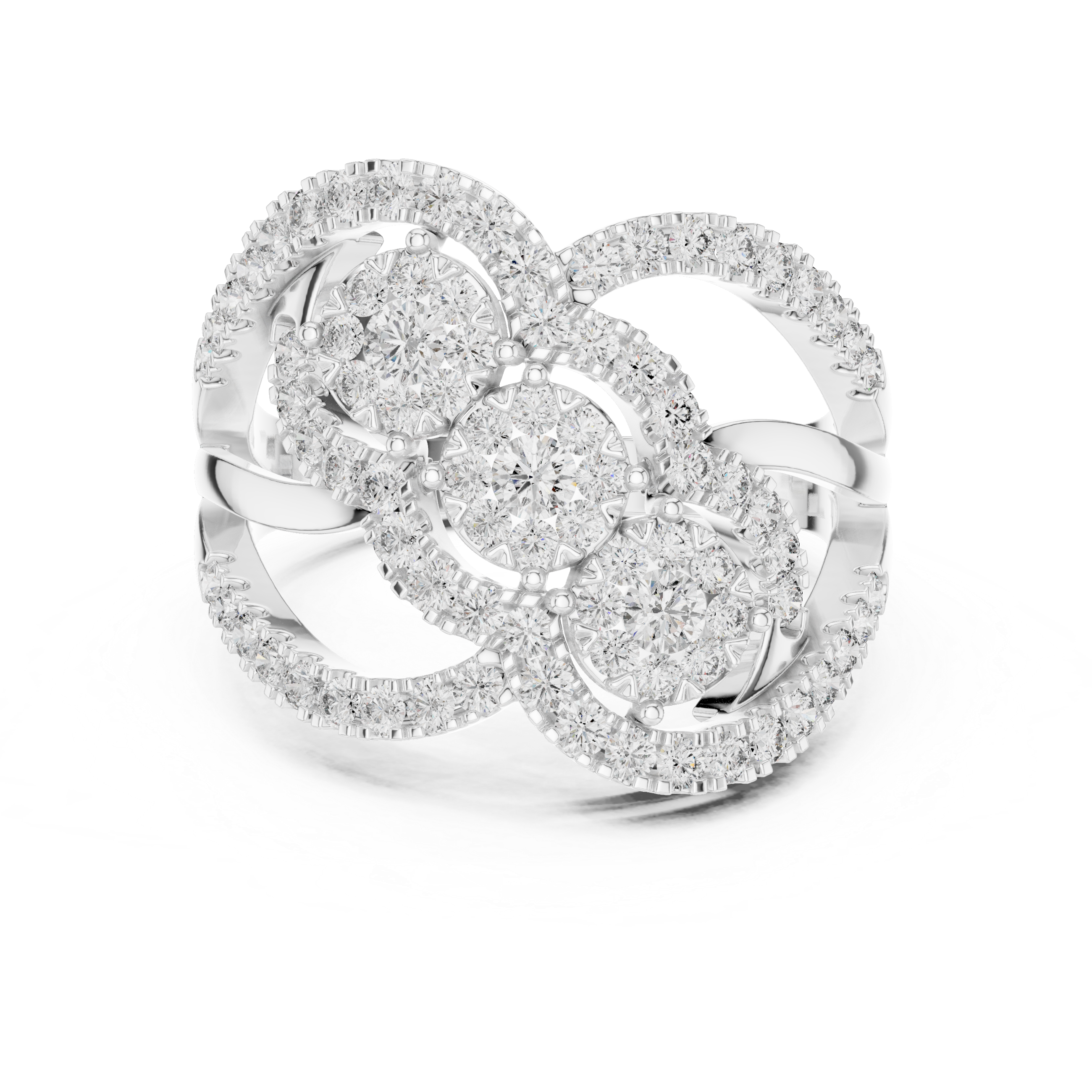 Double Infinity Floral Cluster Diamond Ring