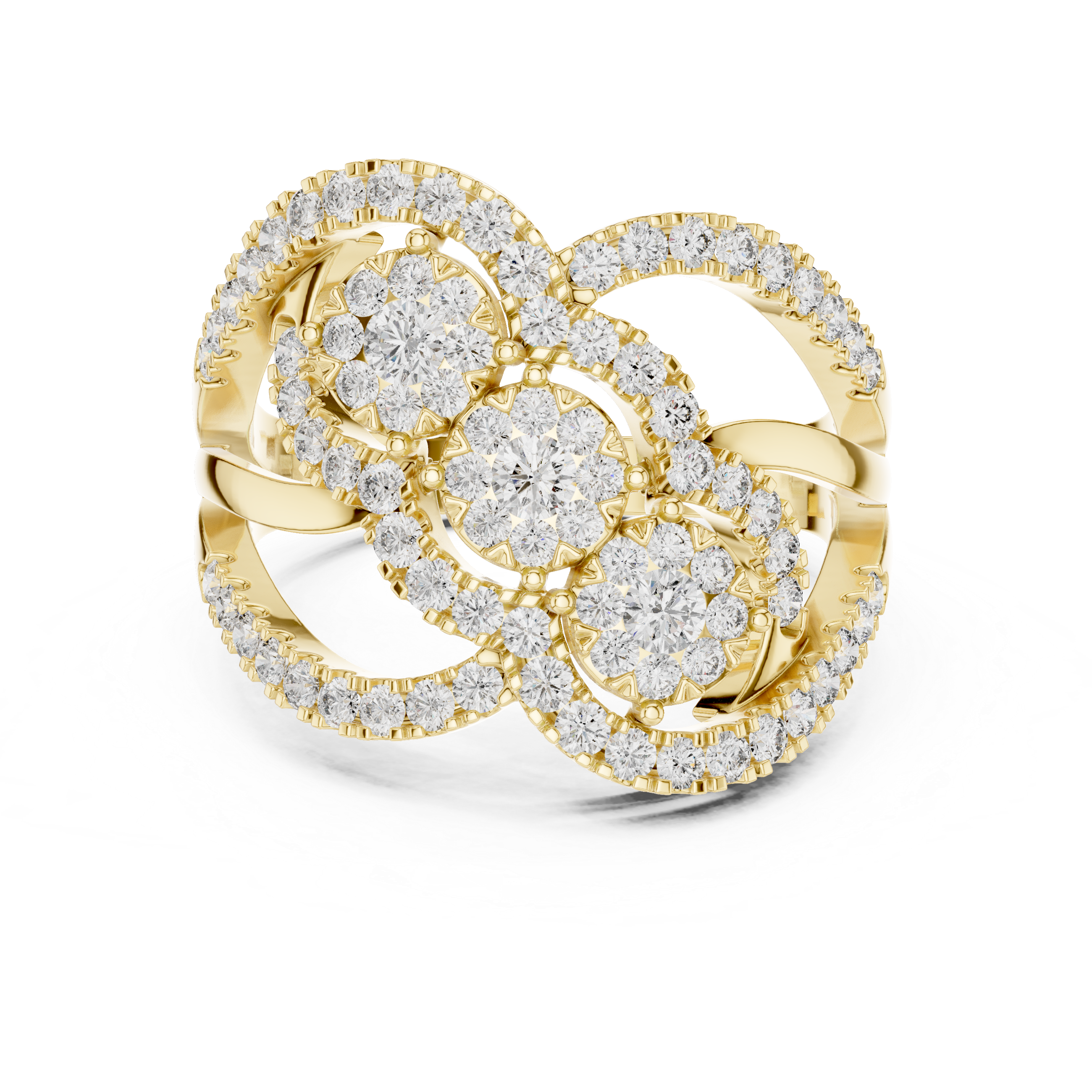 Double Infinity Floral Cluster Diamond Ring