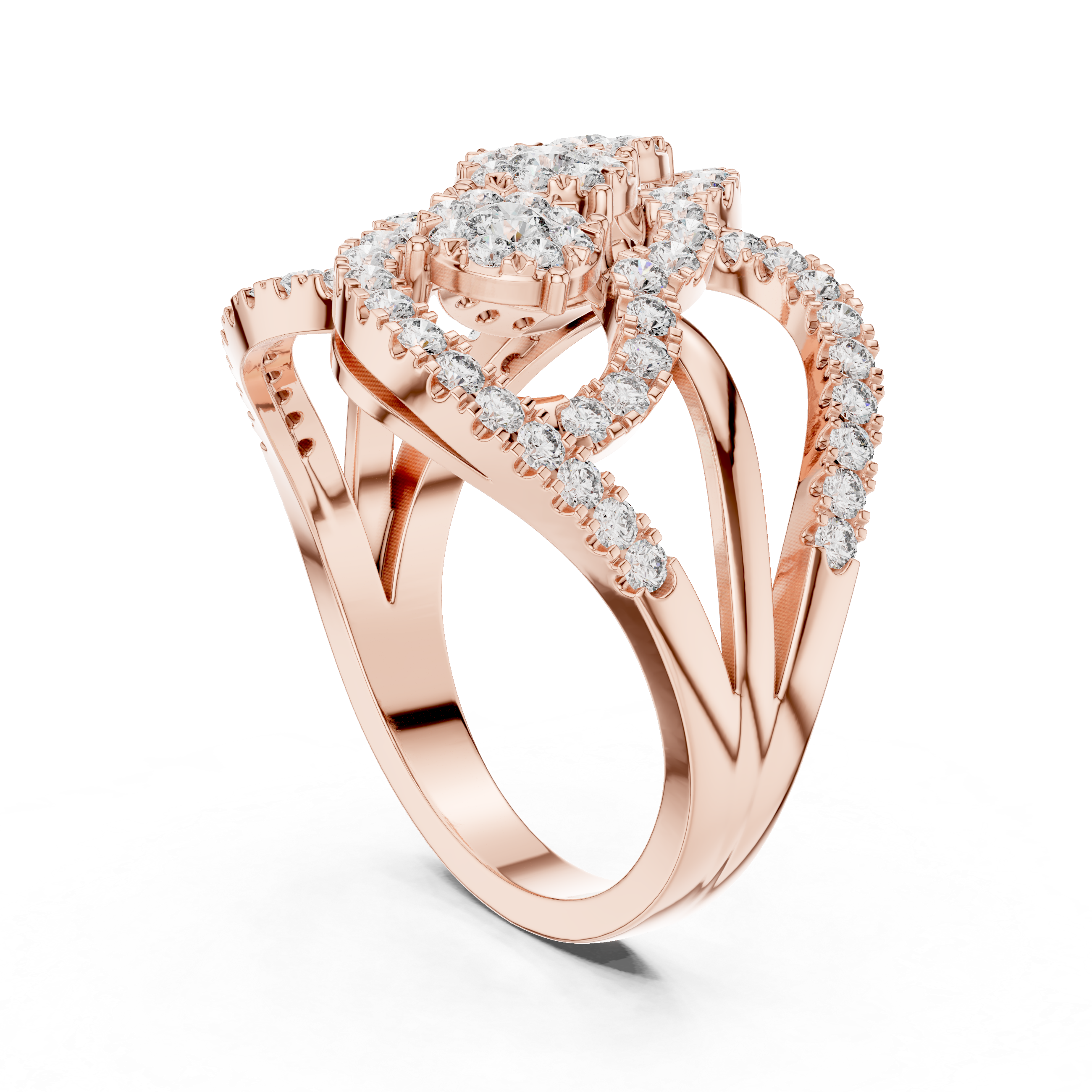 Double Infinity Floral Cluster Diamond Ring