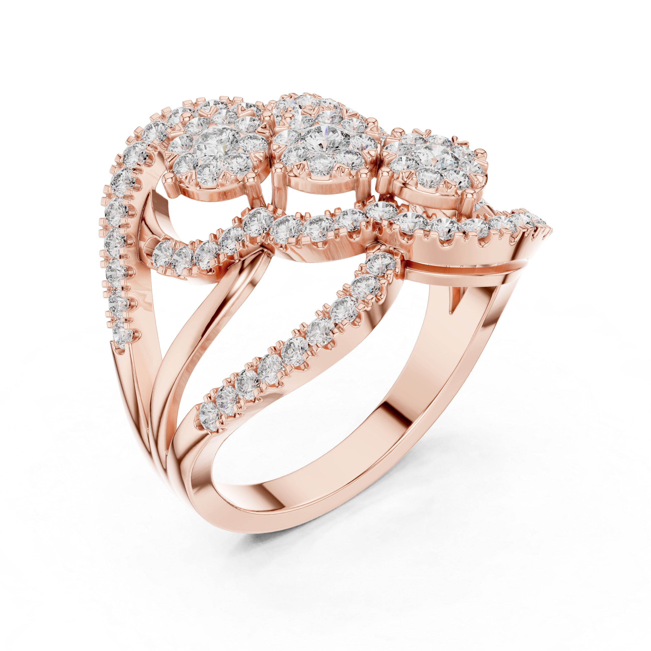 Double Infinity Floral Cluster Diamond Ring