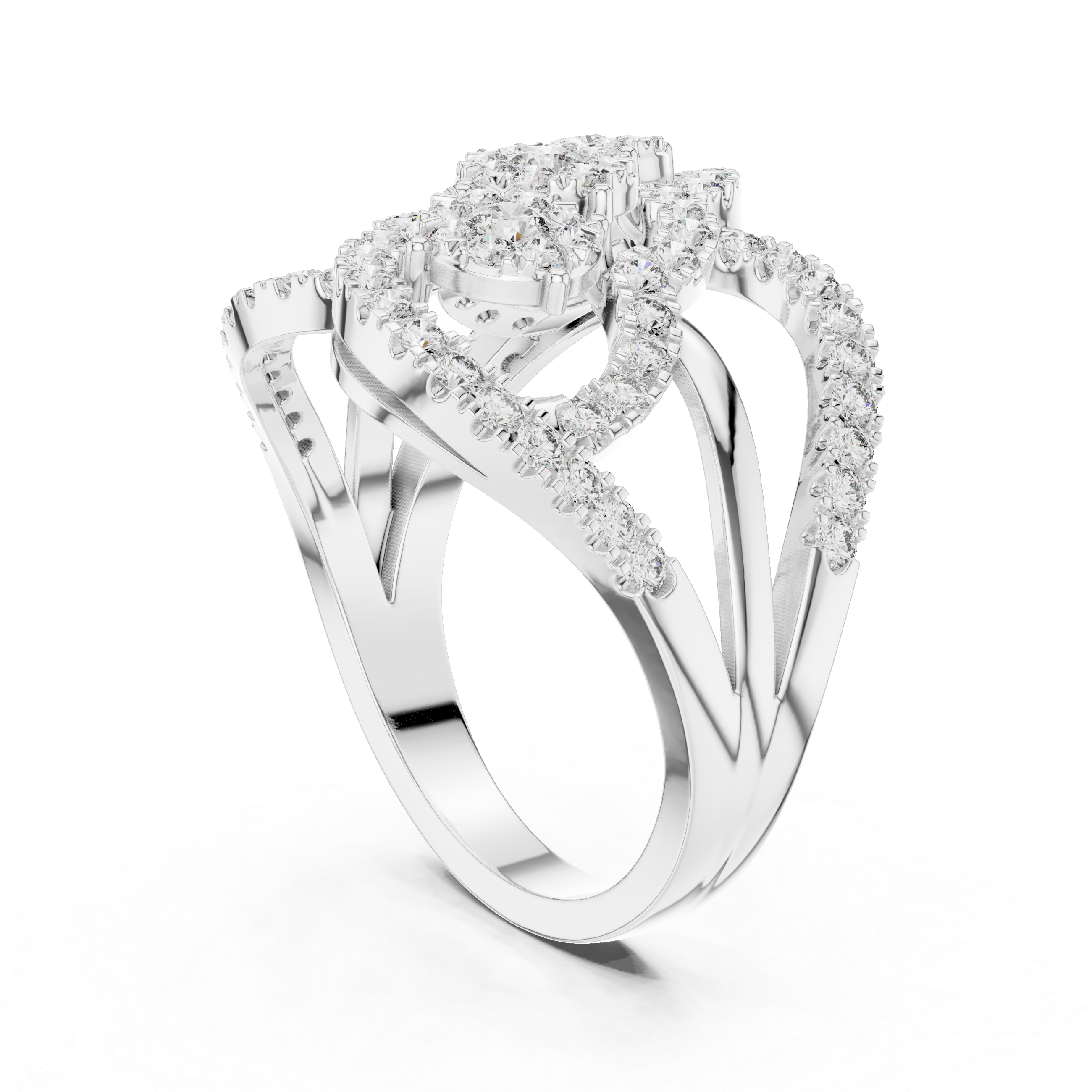 Double Infinity Floral Cluster Diamond Ring