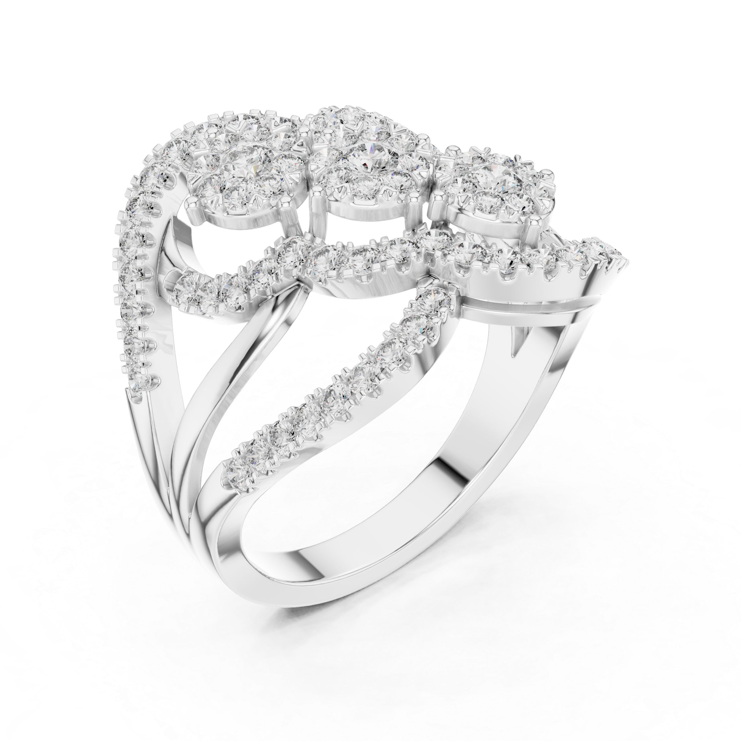 Double Infinity Floral Cluster Diamond Ring